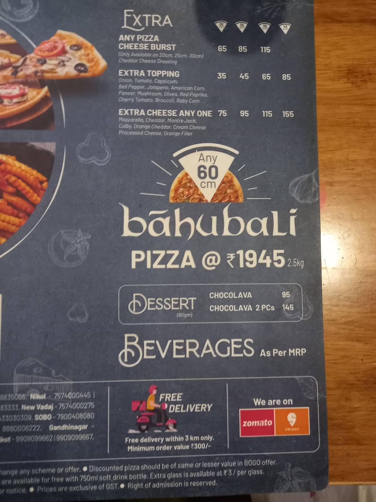 RP's Pizzeria Vijay Cross Road menu