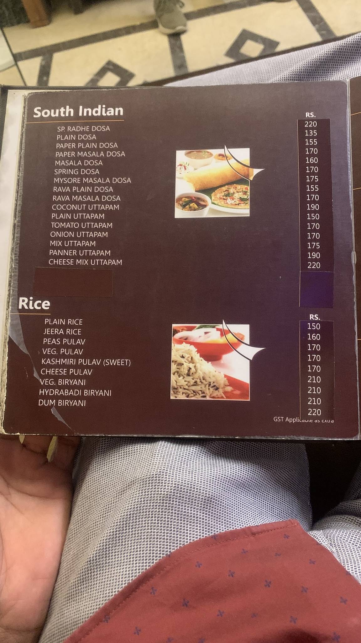 Radhe Restaurant and Banquet menu