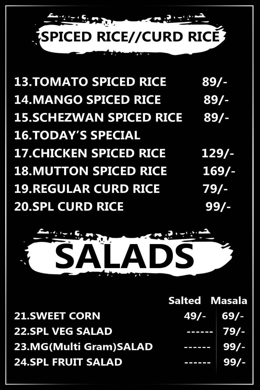 Rainbow Restro Cafe menu