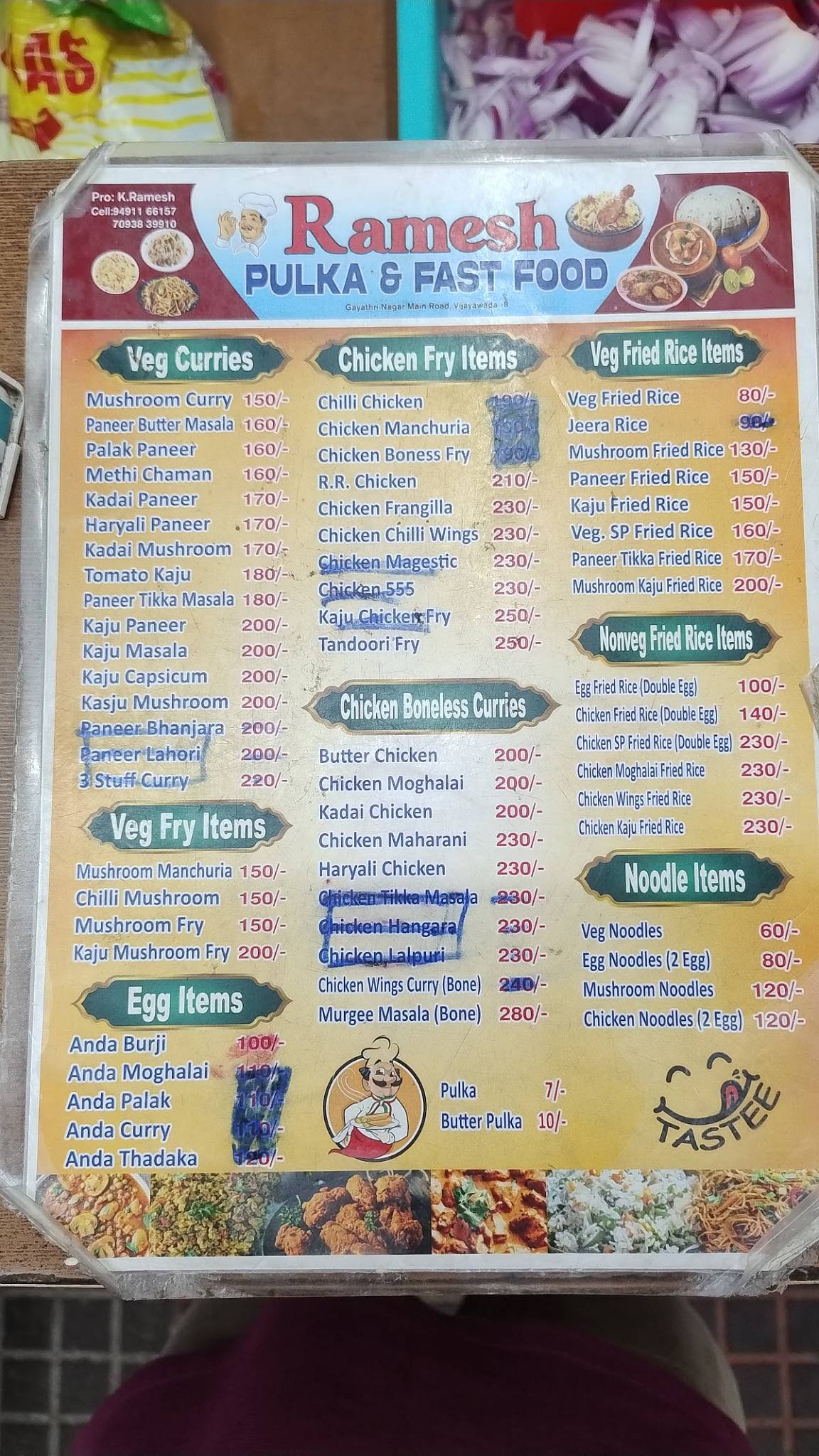 Ramesh pulka and fast foods menu