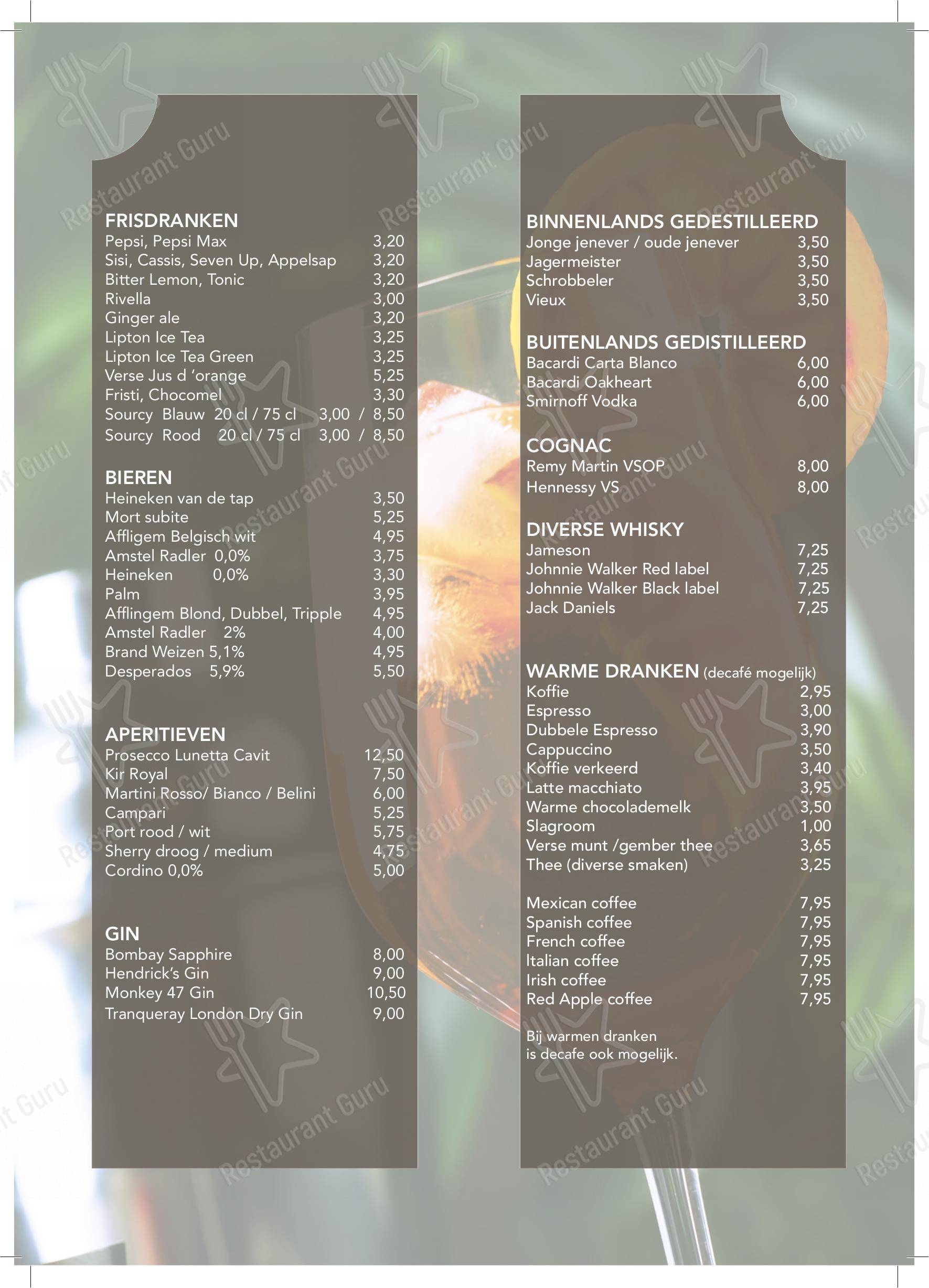 Menu pour Restaurant Red Apple - Основное меню