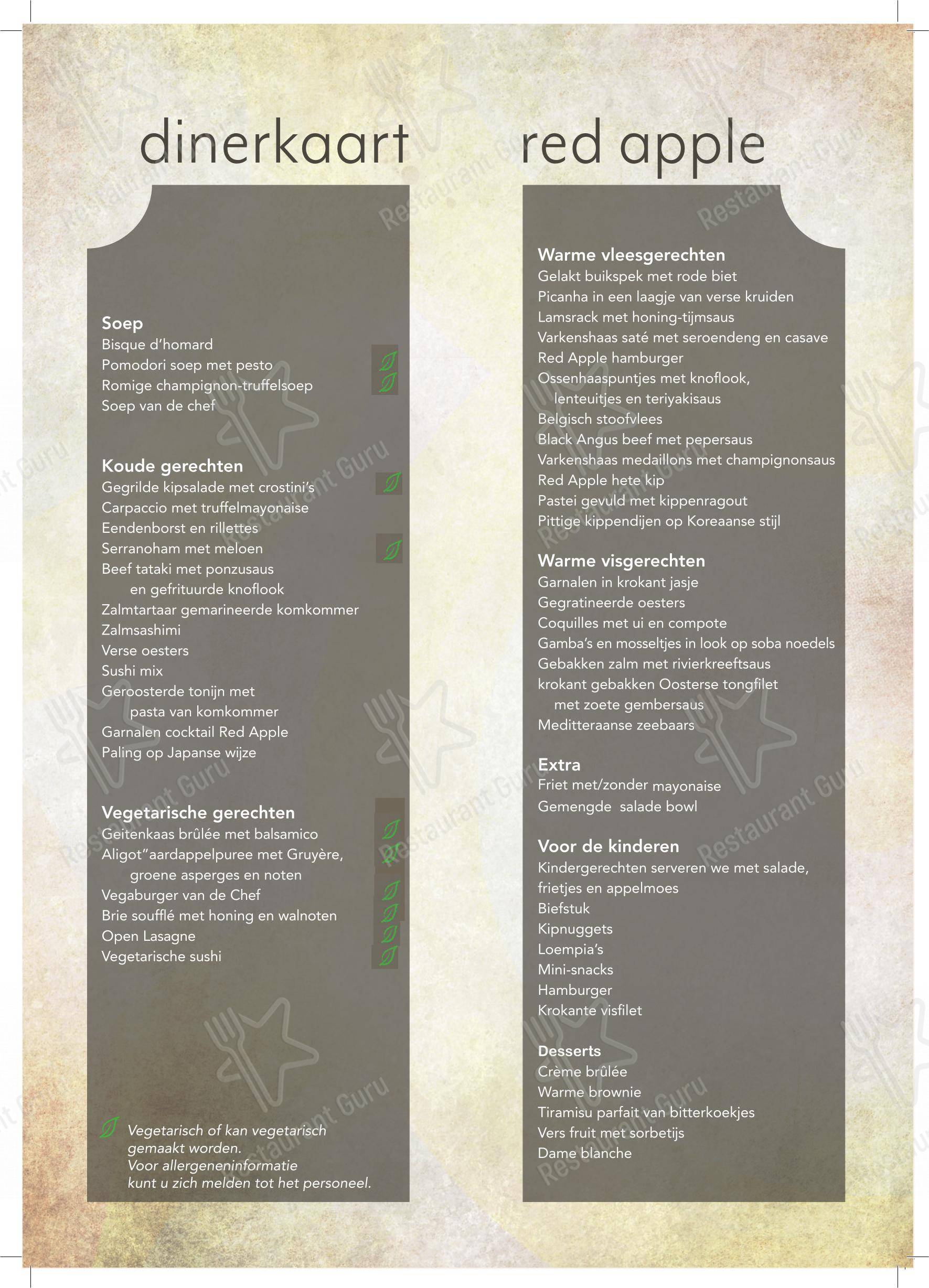 Menu bar pour Restaurant Red Apple restaurant