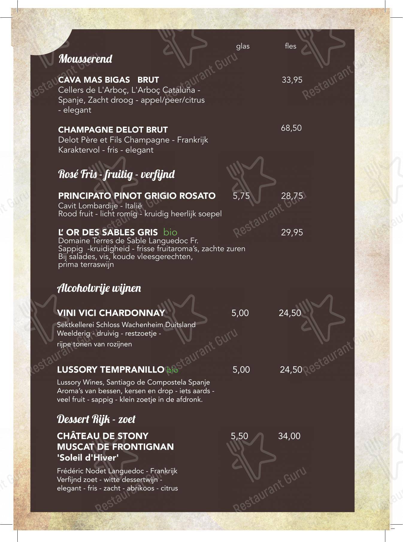 Menu pour Restaurant Red Apple restaurant
