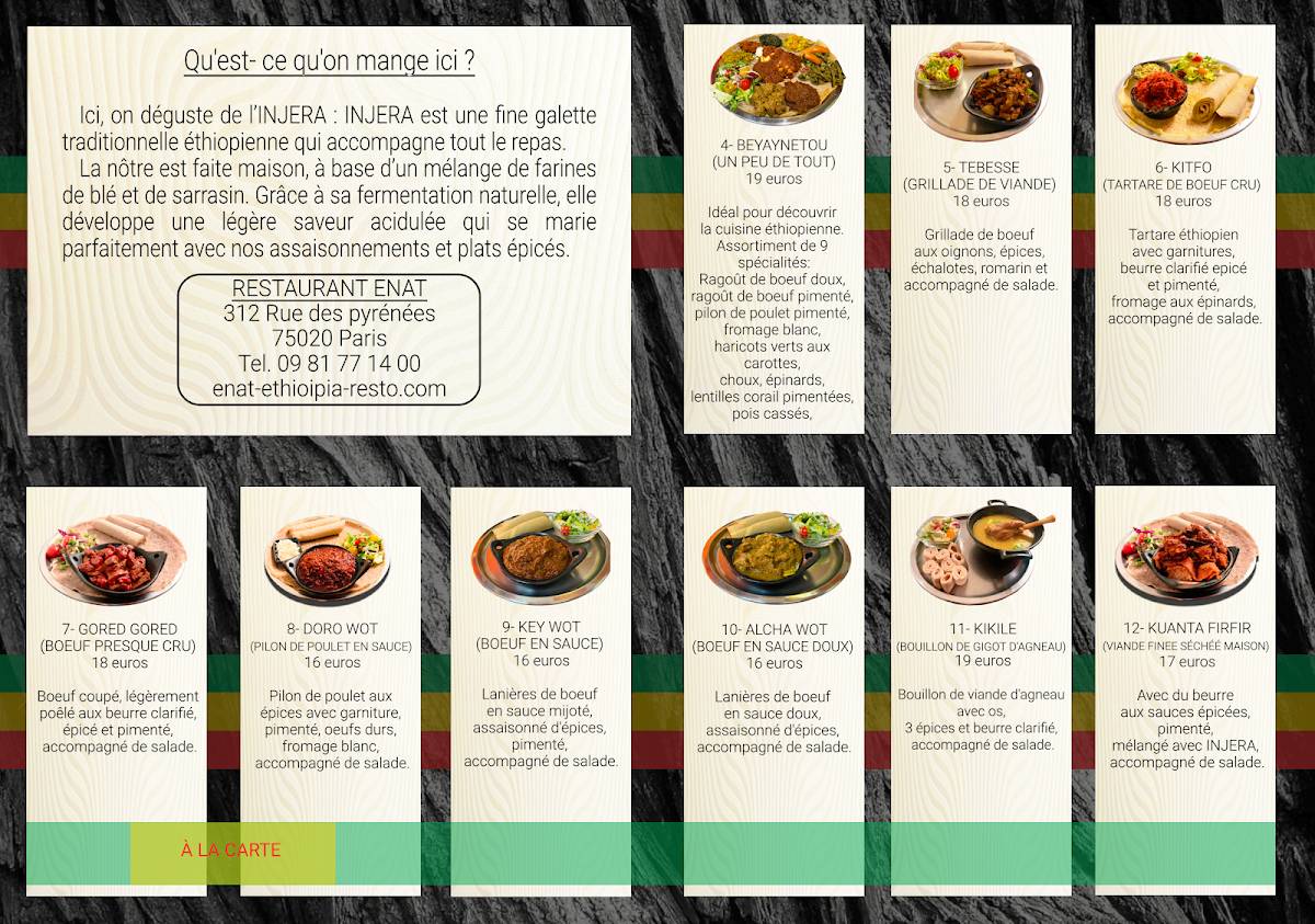 Menu de Restaurant Enat