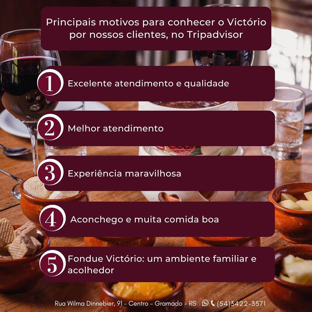 Restaurante Fondue Victório cardápio