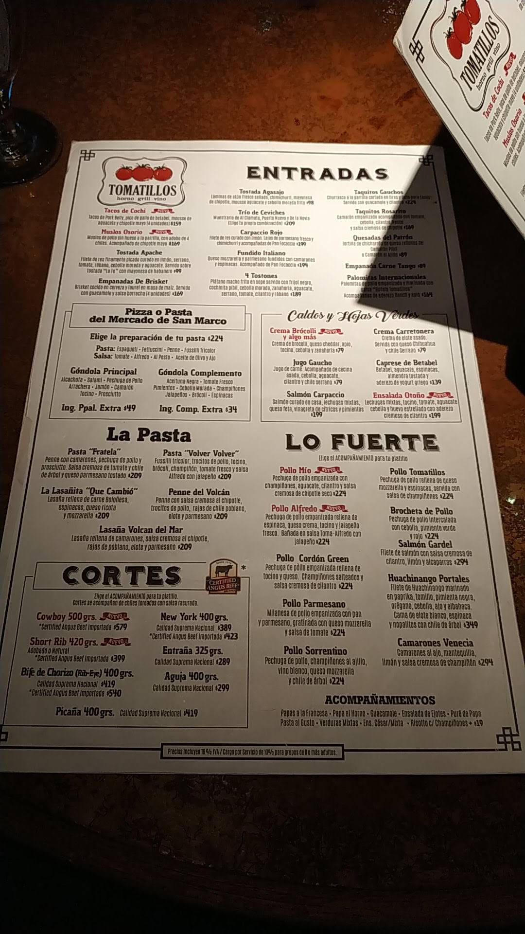 Menu at Restaurante Tomatillos, Nuevo Laredo, Av. Reforma 5038