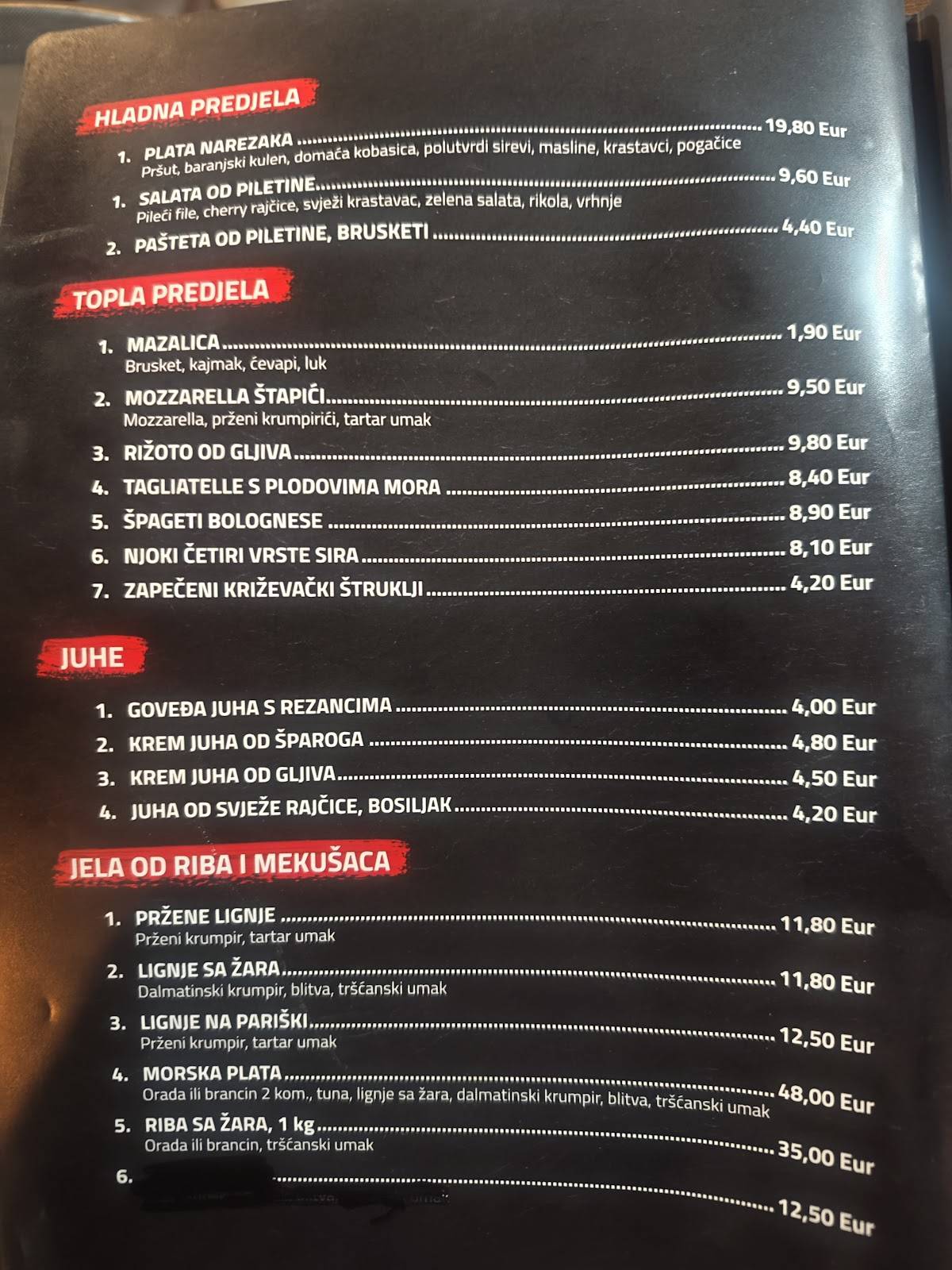 Menu di Restoran Tomislav/ Križevačka Pivovara 