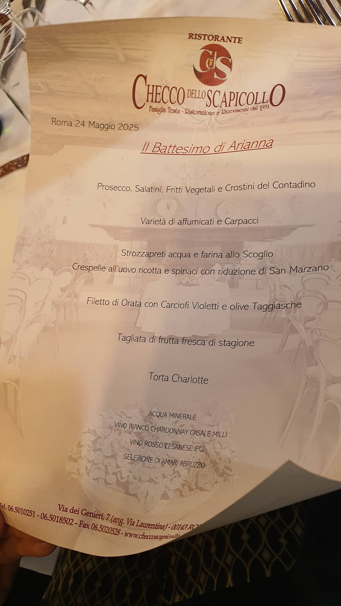 Menu di Ristorante Checco dello Scapicollo 
