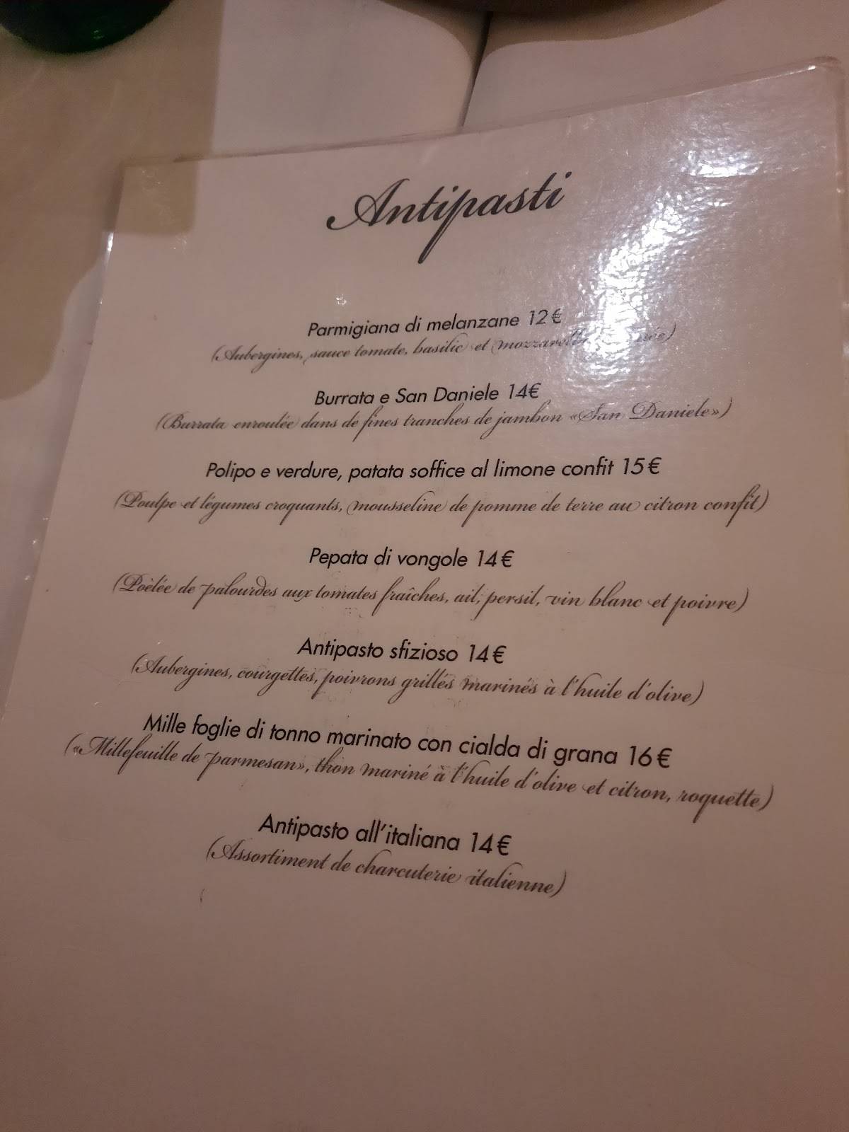 Menu de Ristorante Del Pozzo