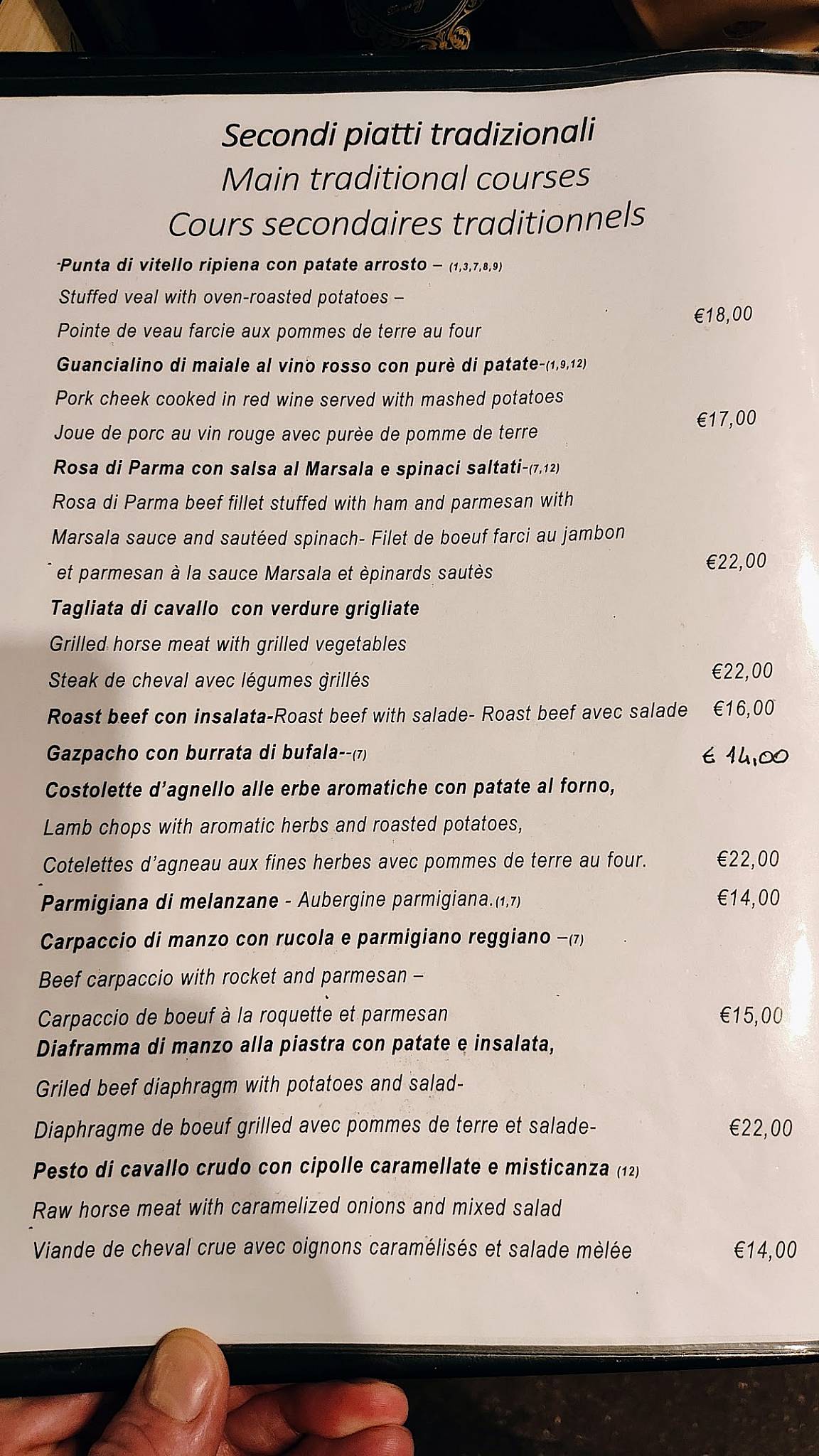 Menu di Ristorante La Greppia Parma 