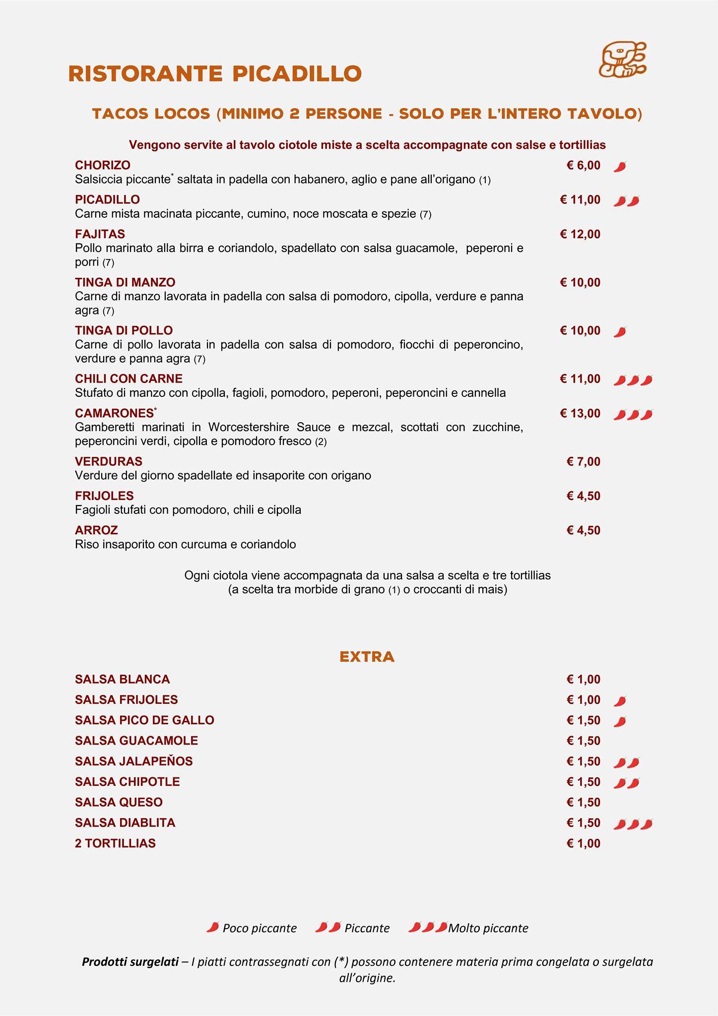 Menu di Ristorante Messicano Picadillo 