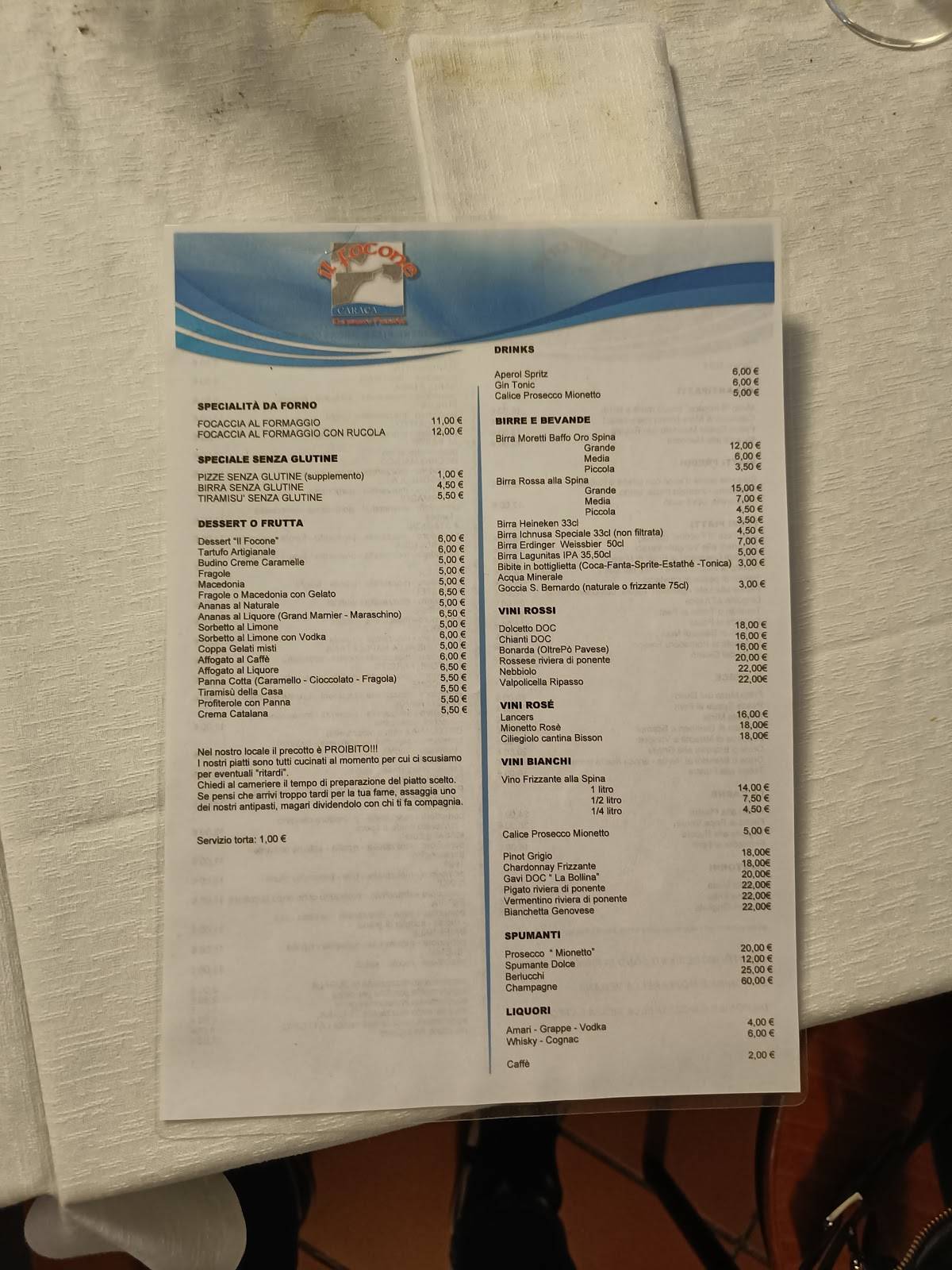 Menu di Il Focone 
