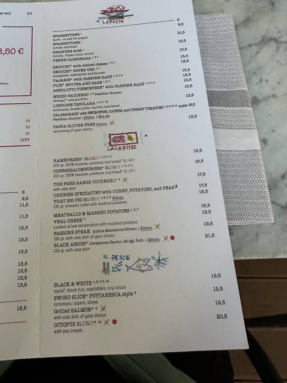Menu di Slurp! tuttociochègusto 