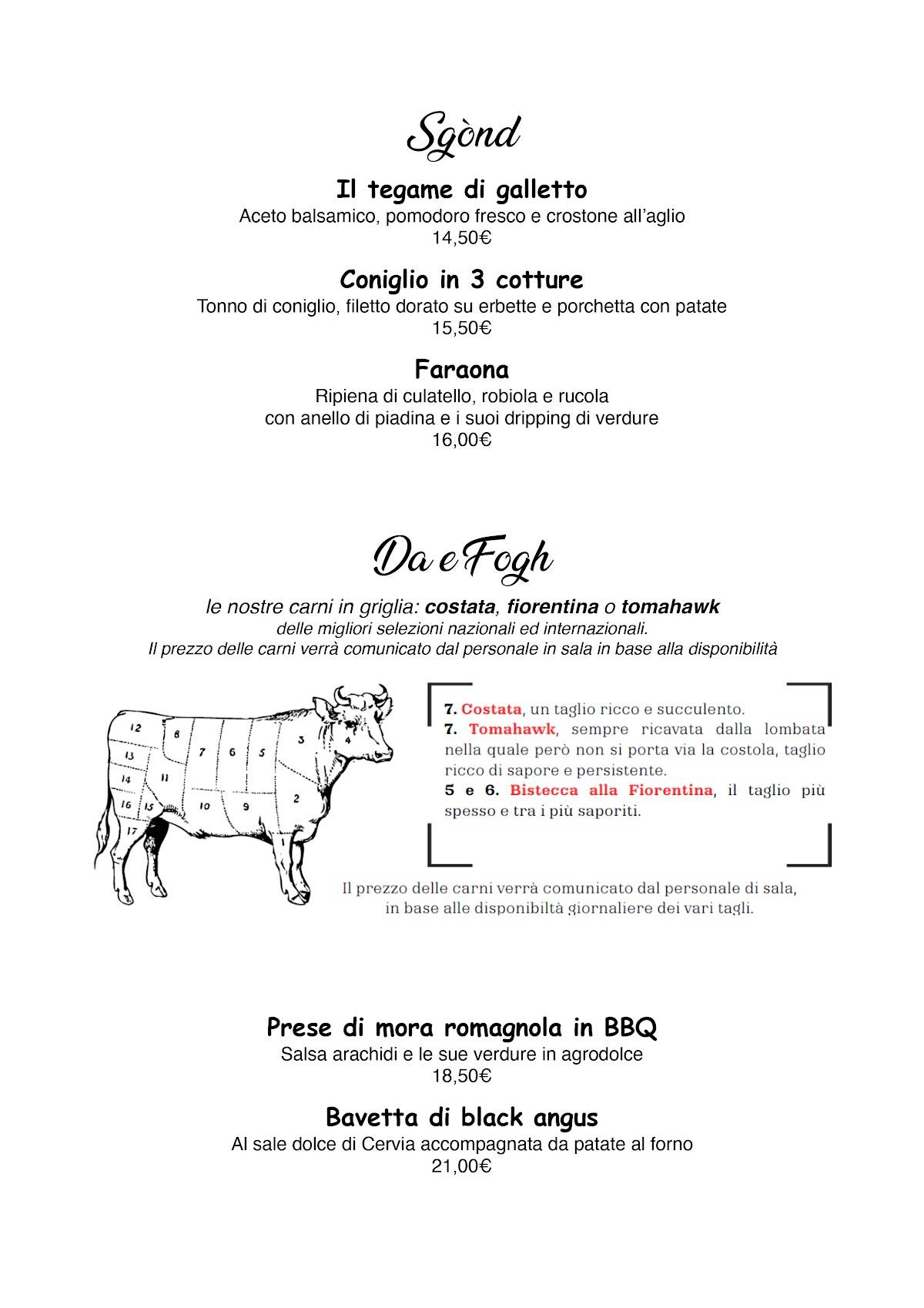 Menu di Al Sangiò - Magna e bè 