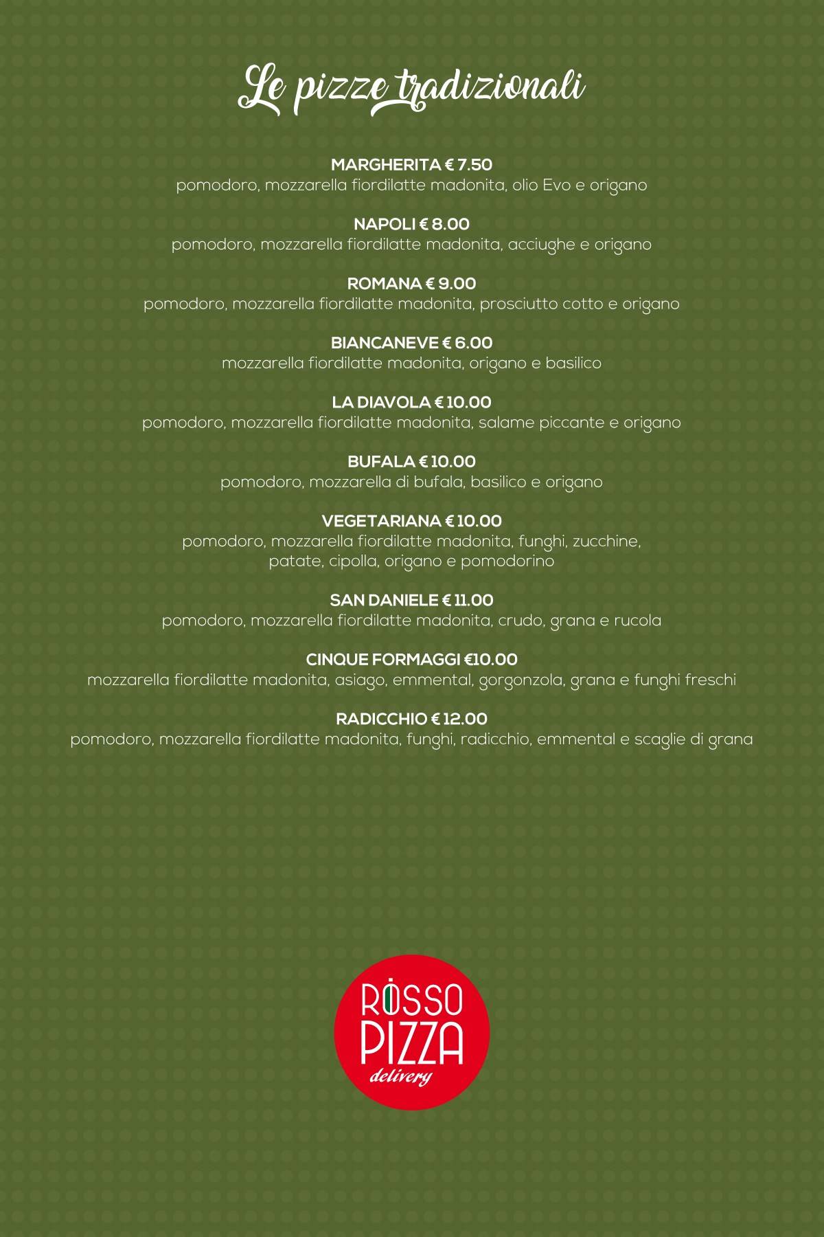 Menu di Rosso Pizza 