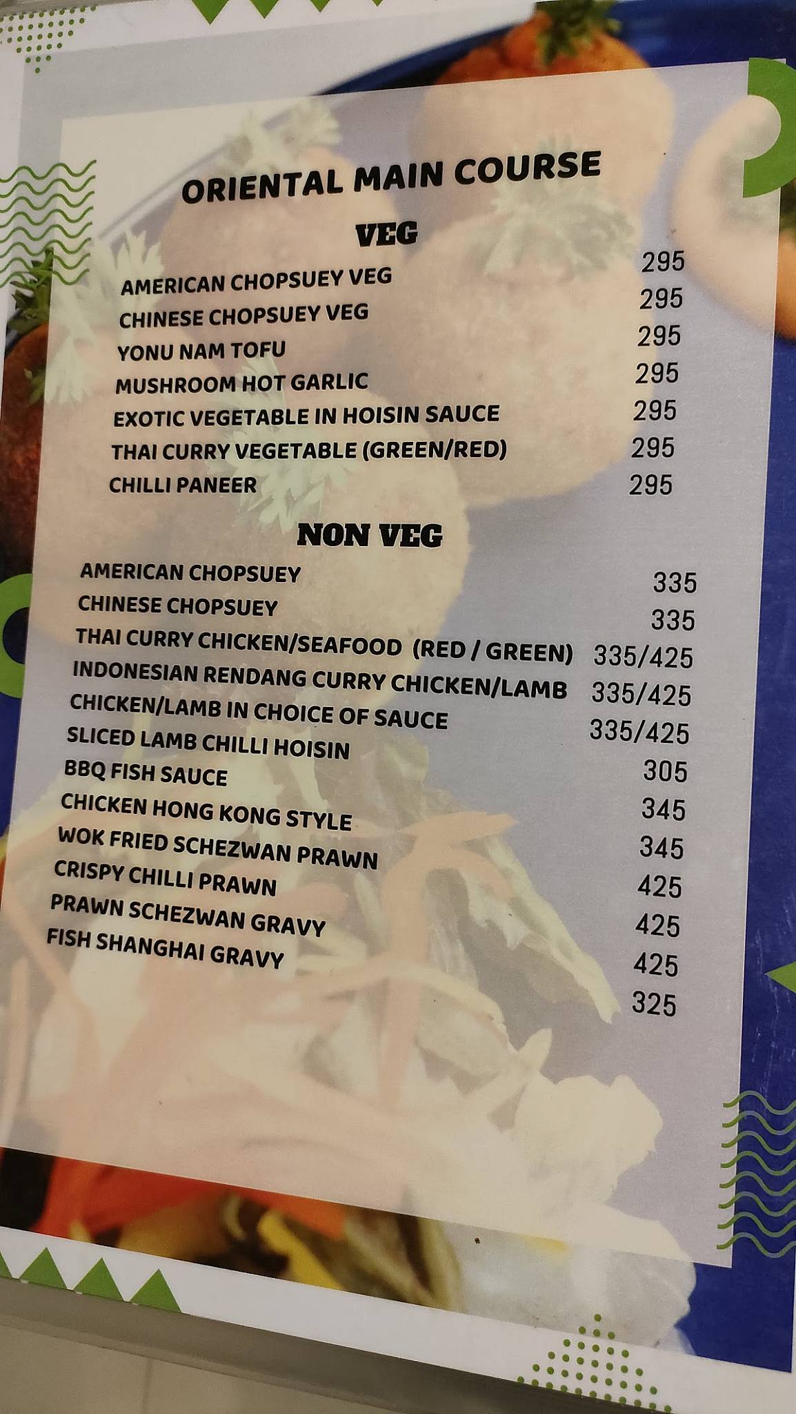 Sabooz Restaurant menu