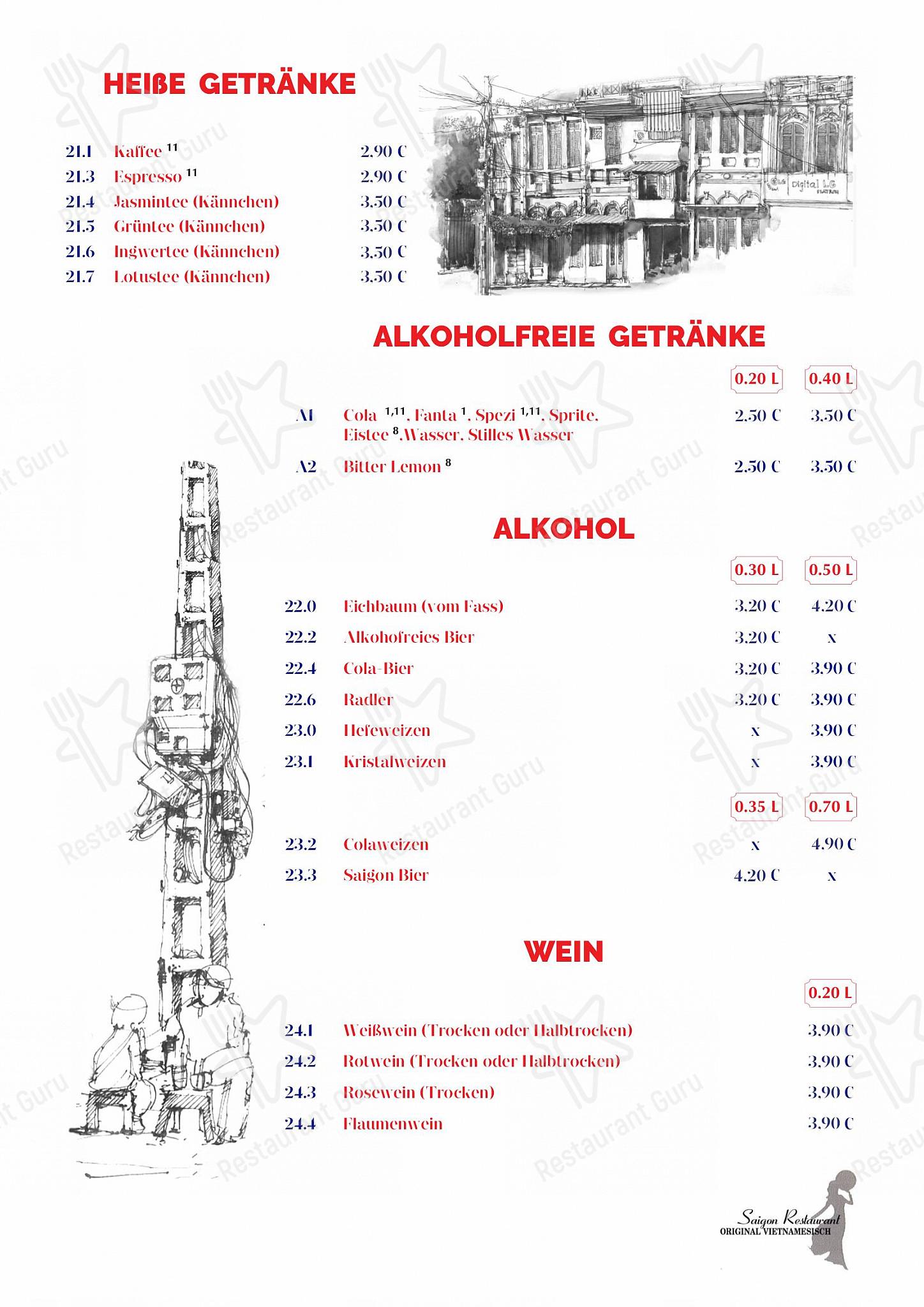 Speisekarte von Saigon Restaurant Kaiserslautern, Kaiserslautern
