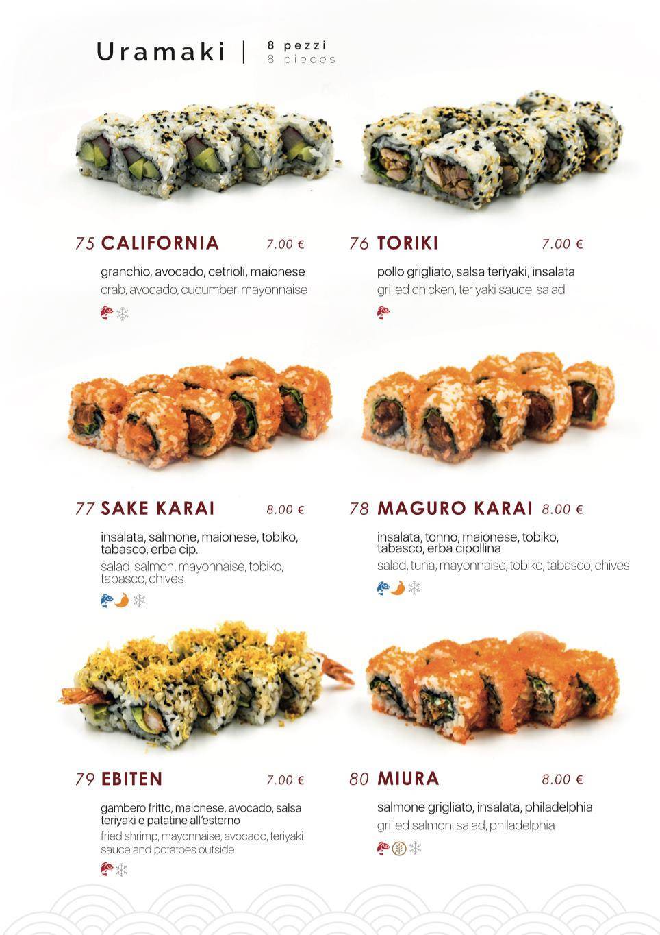 Menu di Samurai Sushi 