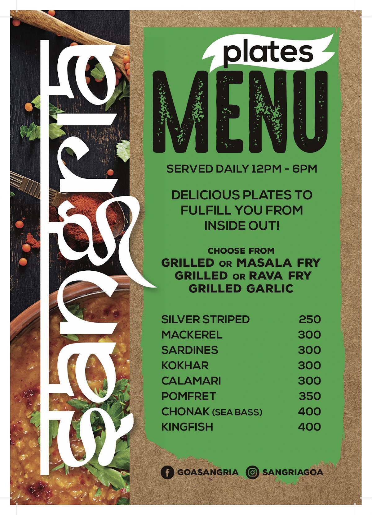SANGRIAGOA menu