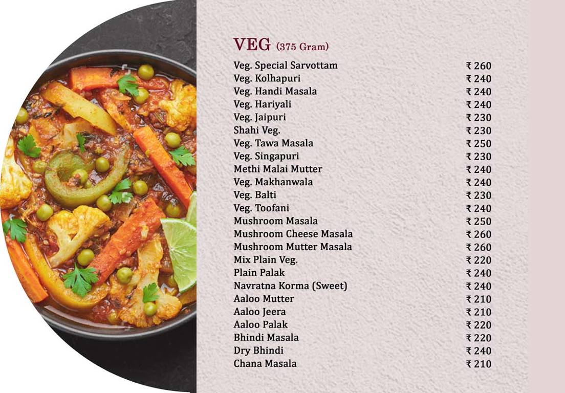 Sarvottam Restaurant menu