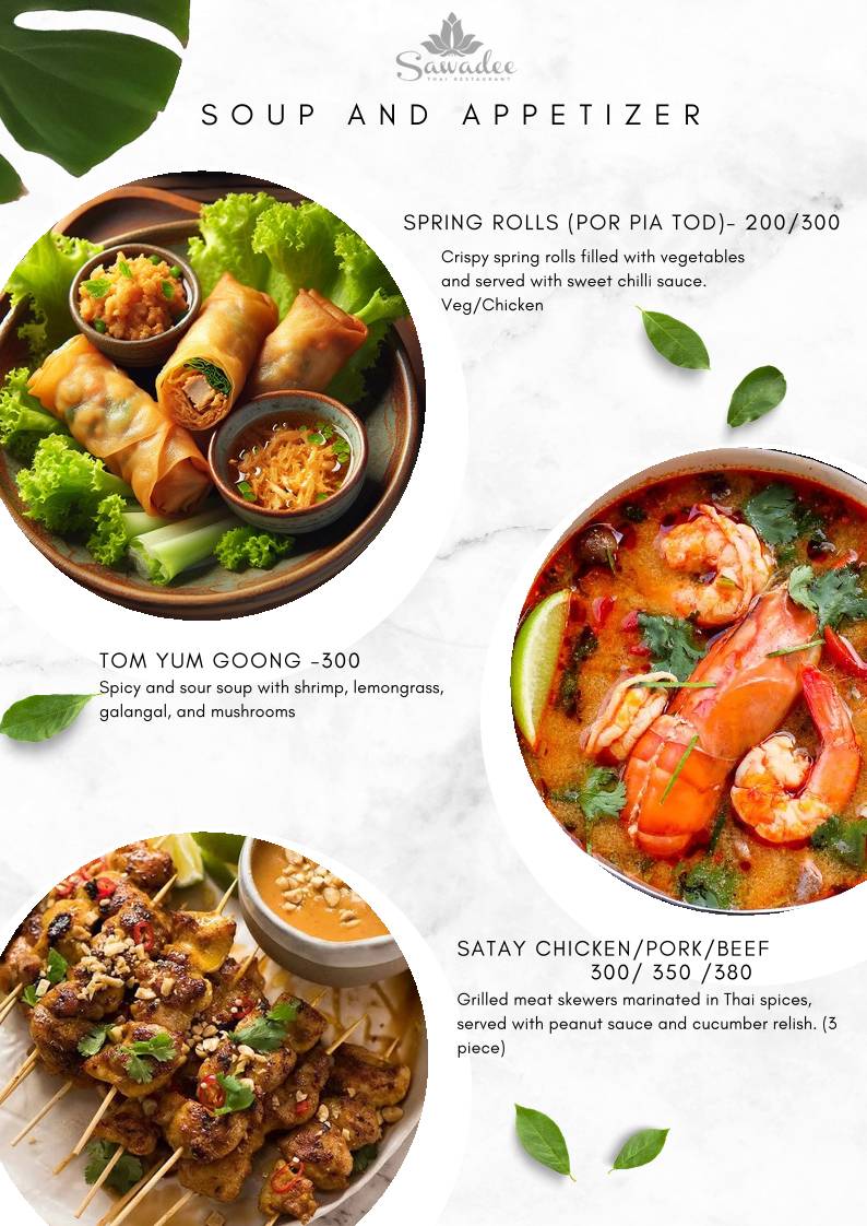 Sawadee Restaurant menu