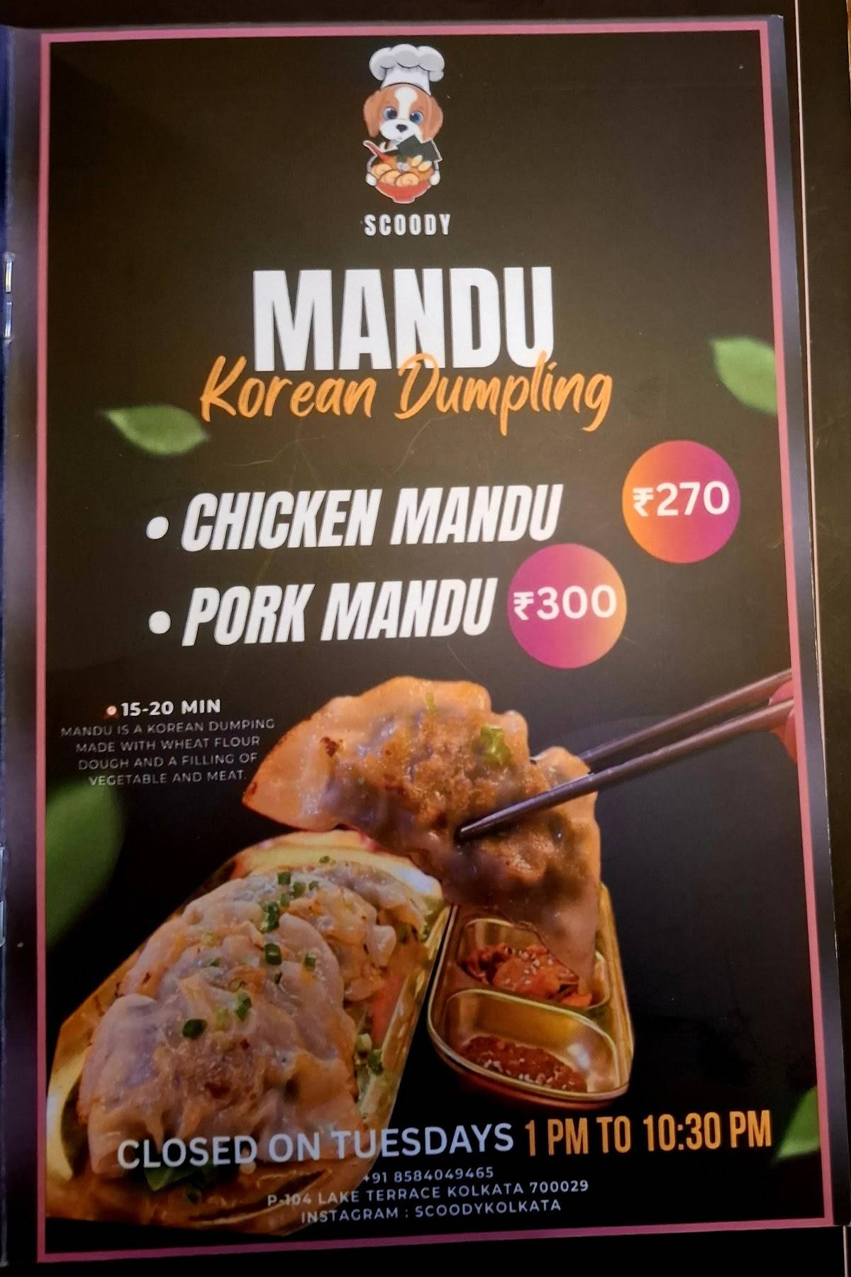 Scoody menu