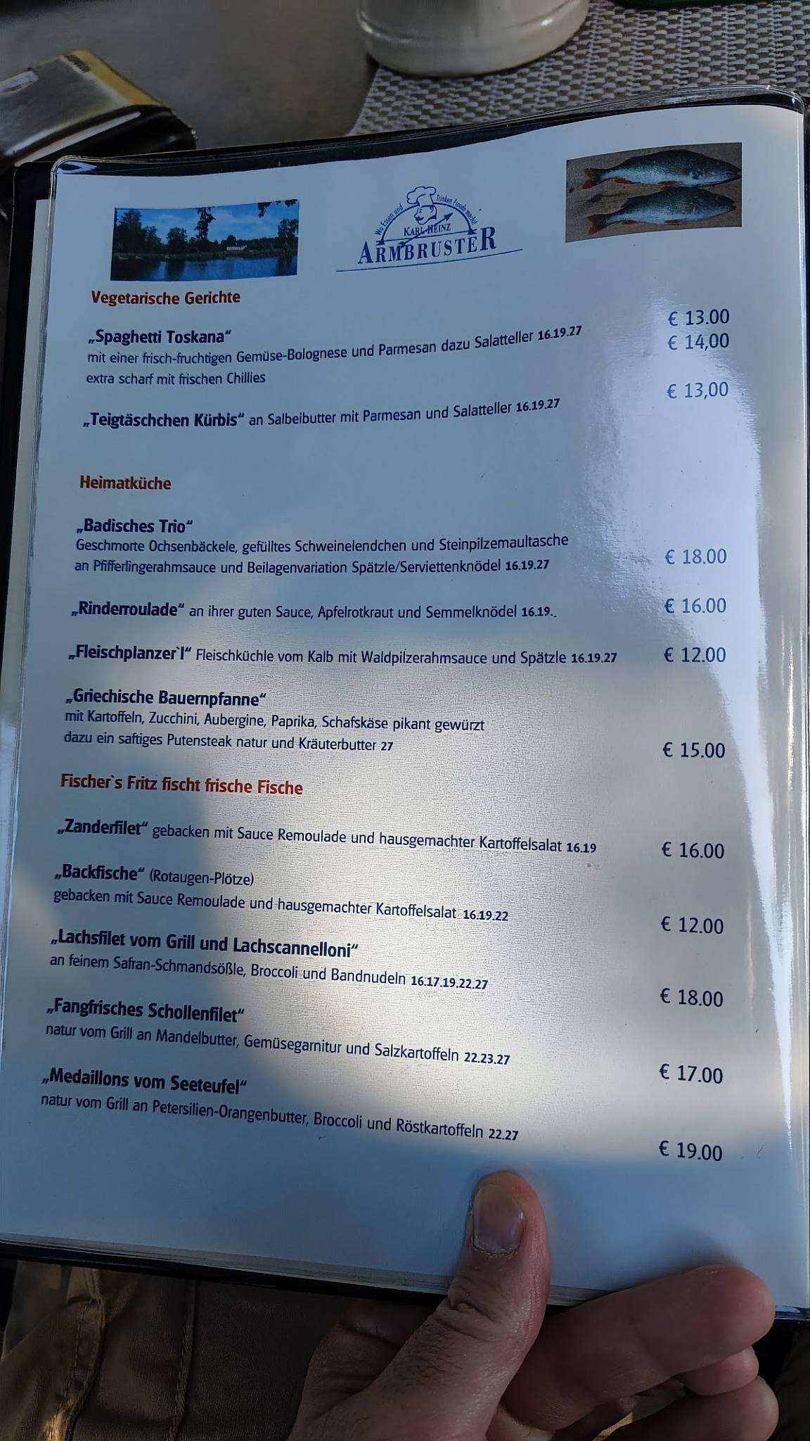 Speisekarte von Restaurant Seestüble Au am Rhein