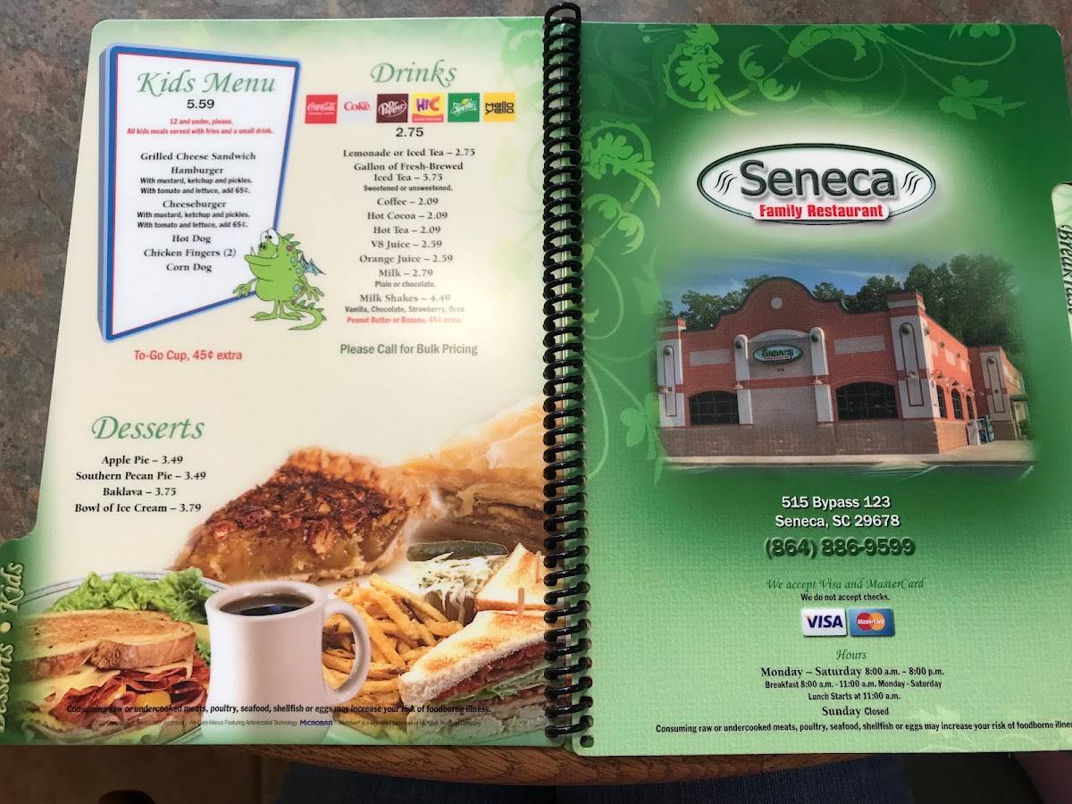 Menu at Seneca Family Restaurant, Seneca, 515 By Pass 123