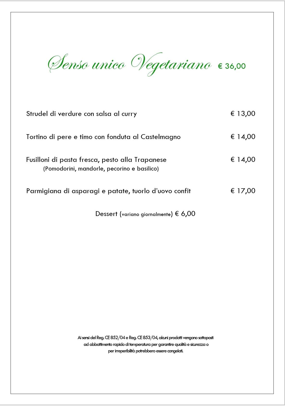 Menu di Ristorante Senso Unico 