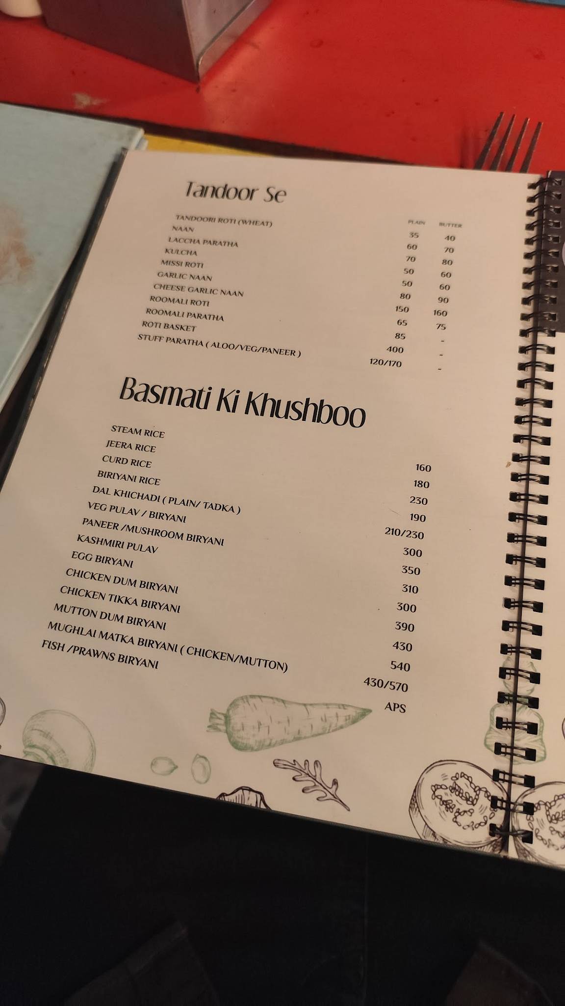 Shivar Garden Restaurant menu