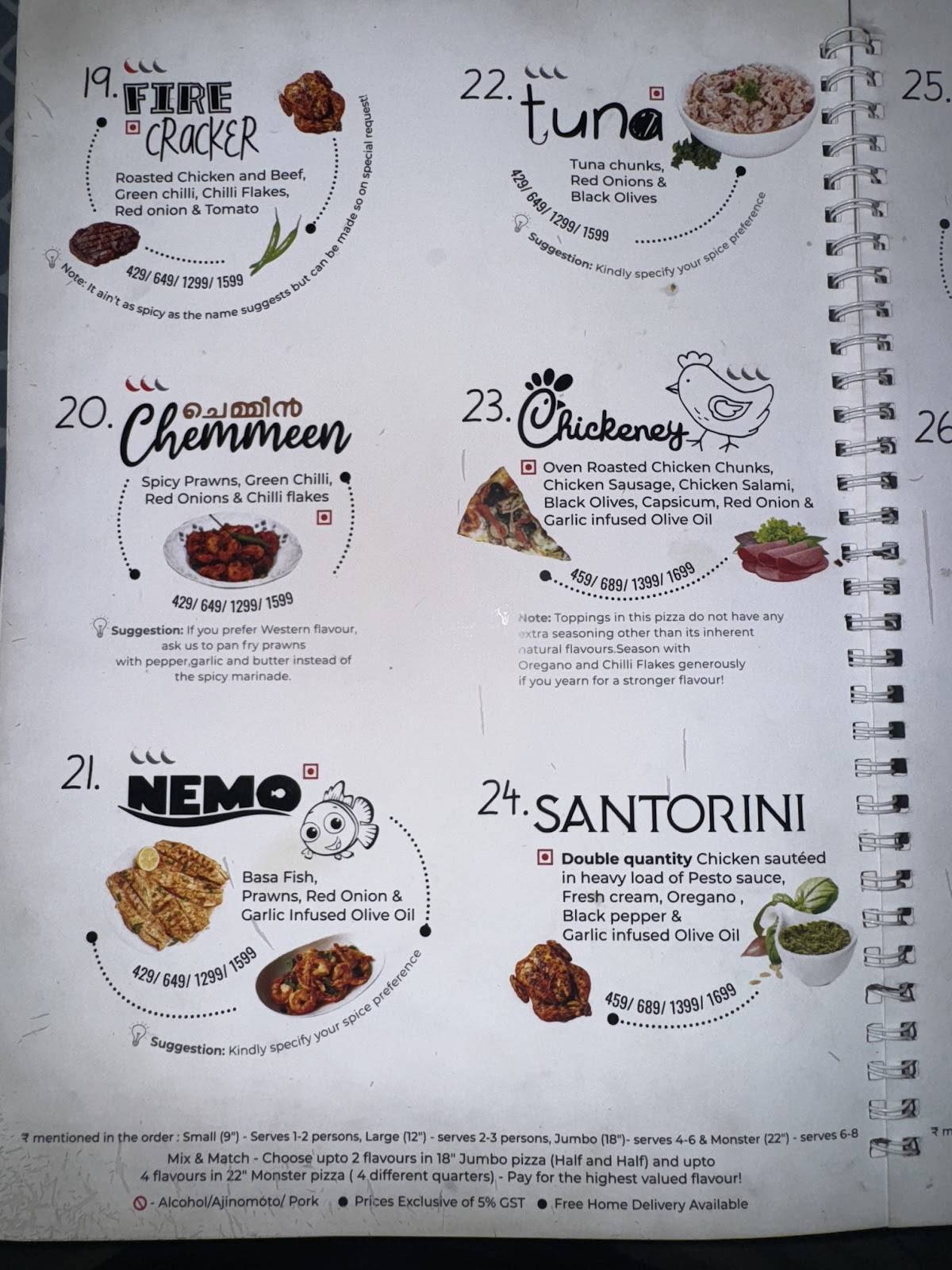 Sijis Pizza Street menu