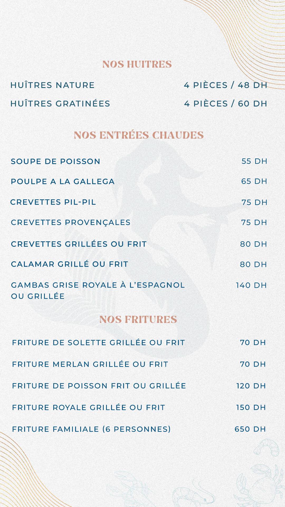 Menu de Sirène de l'Atlas