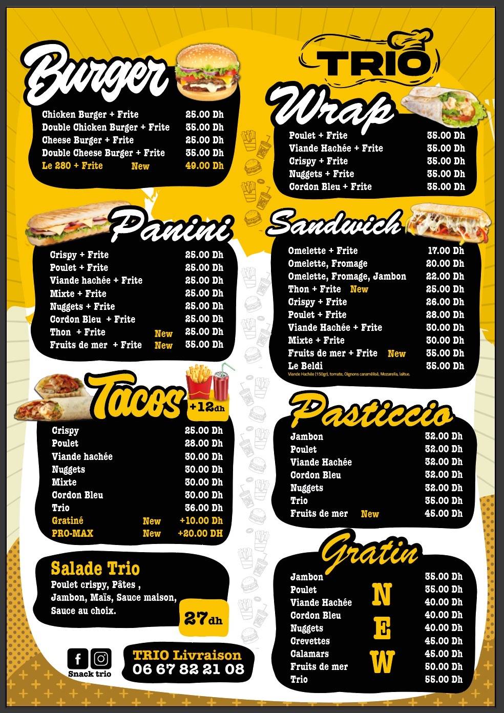 Menu de Snack Trio