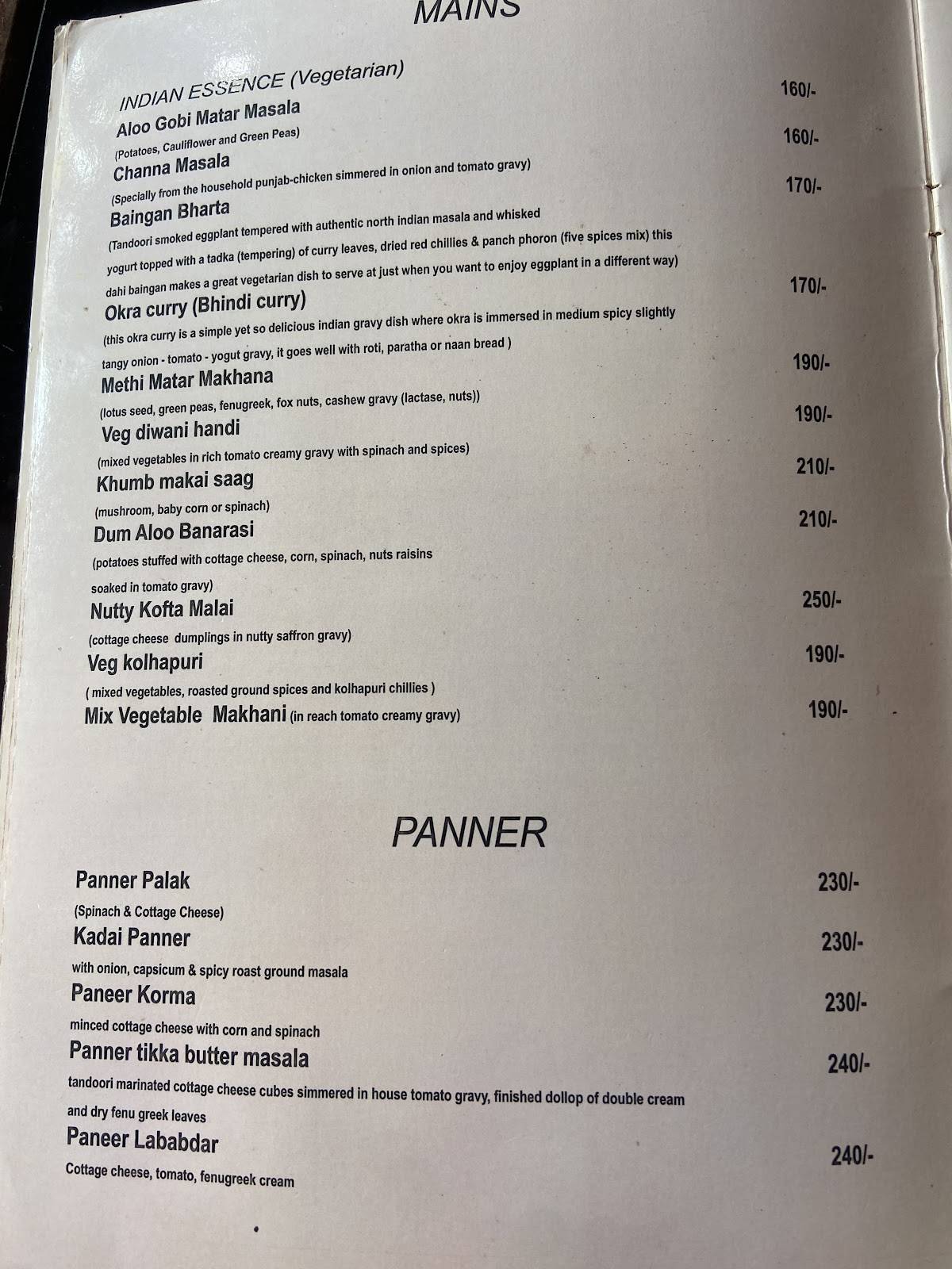 Soma Santripti Restaurant menu