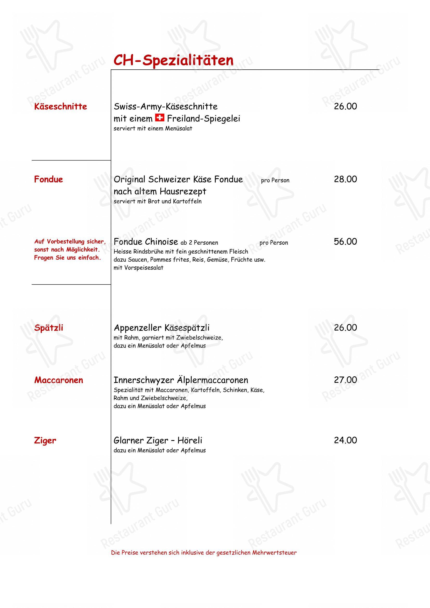 Menu bar per Restaurant Stählibuck in Frauenfeld