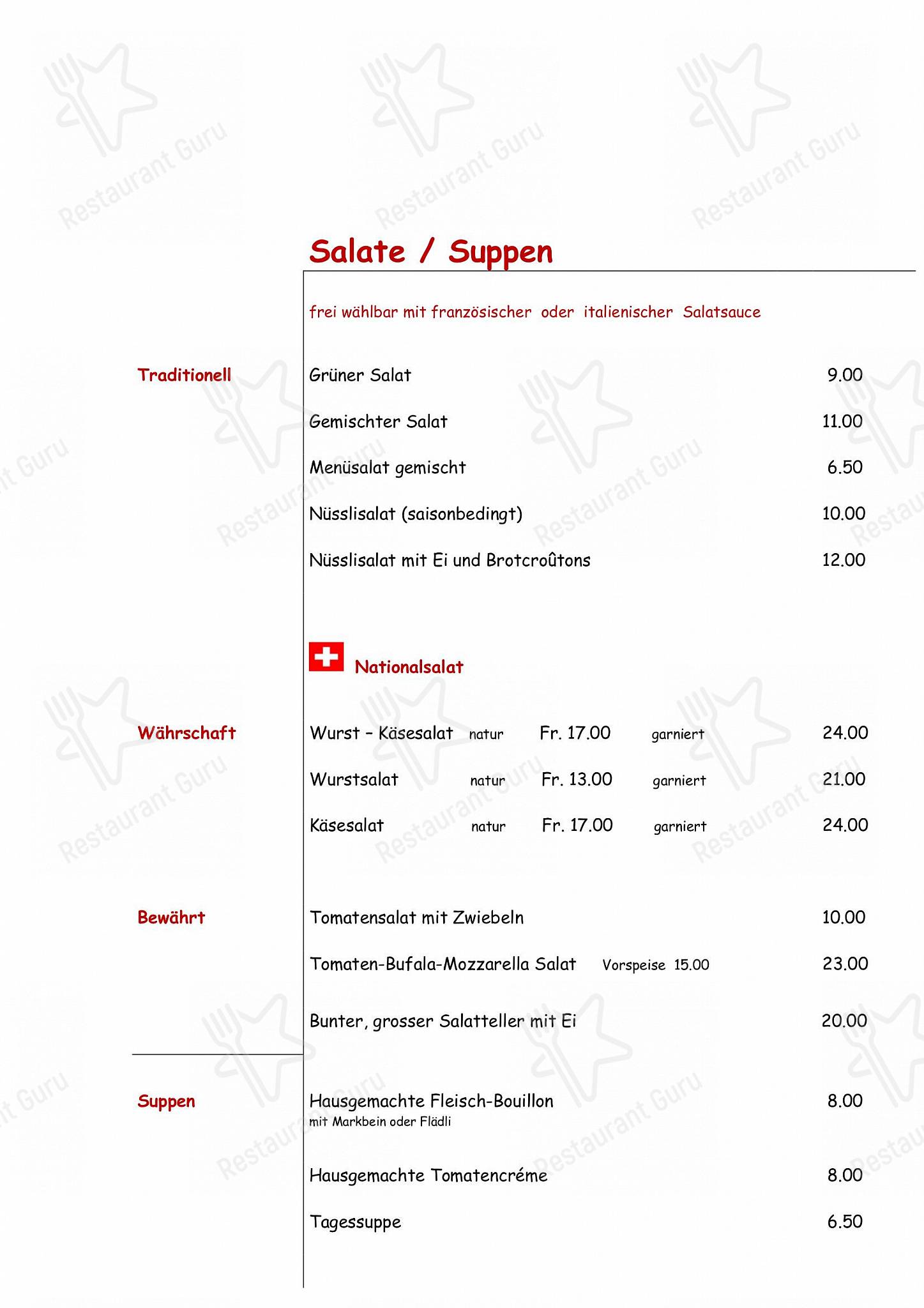 Menu di Restaurant Stählibuck - Menu