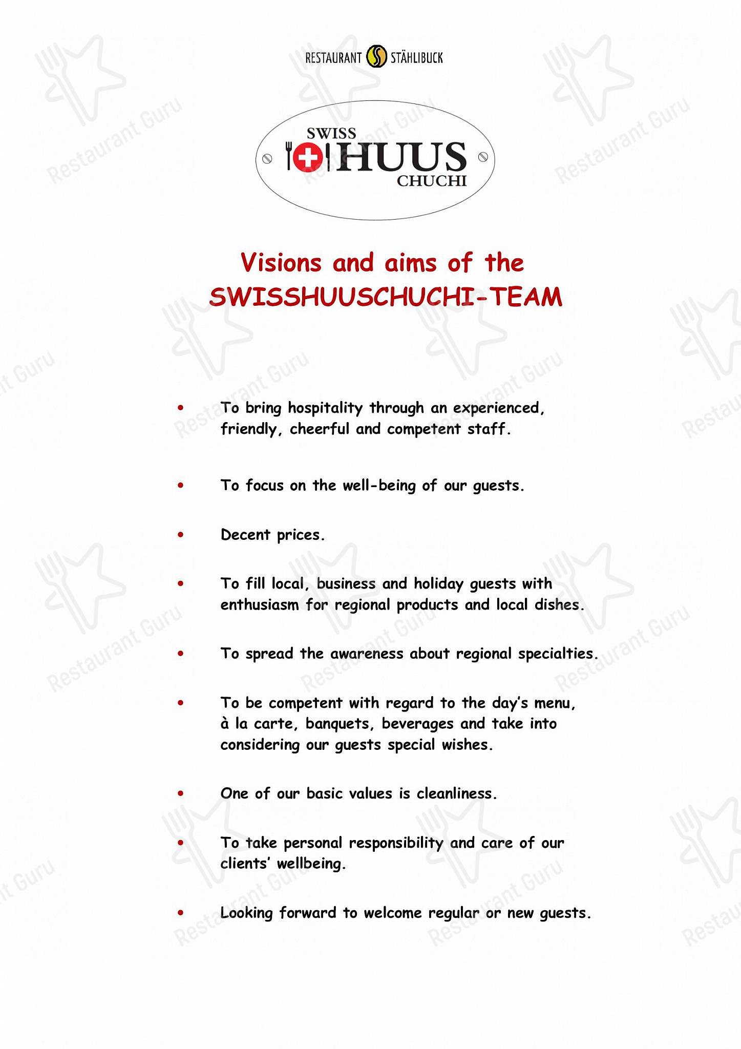 Menu di Restaurant Stählibuck - Menu