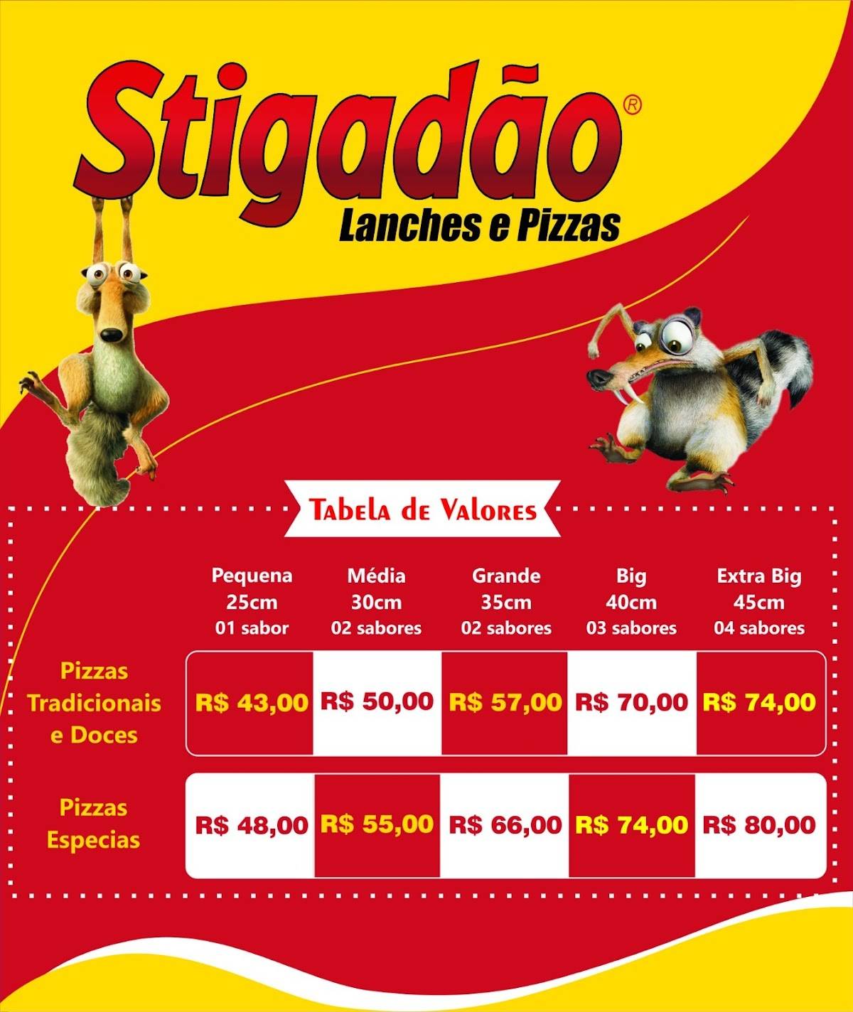 Stigadão Lanches E Pizzas Ronda cardápio