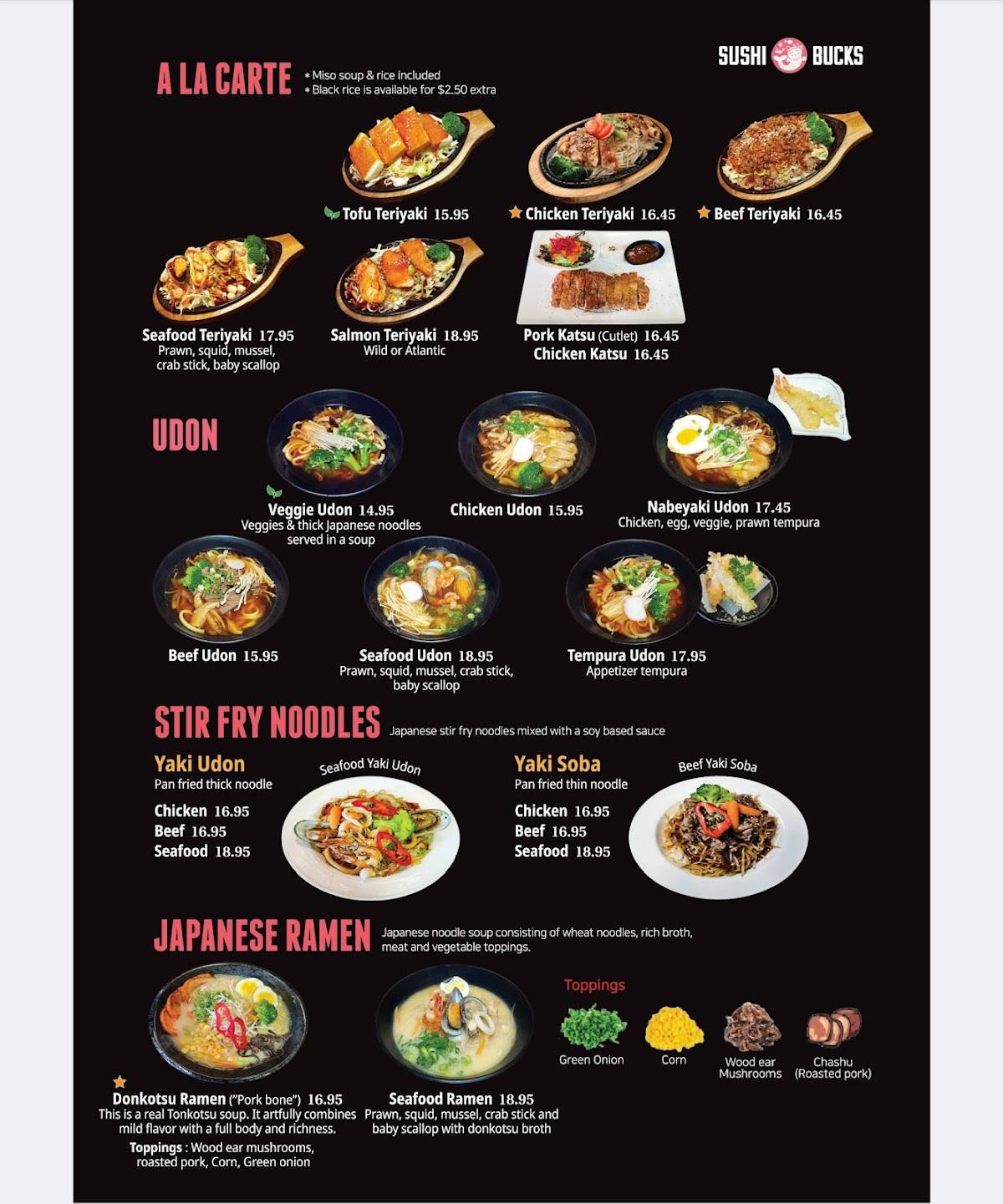 Menu de Sushi Bucks Japanese Restaurant