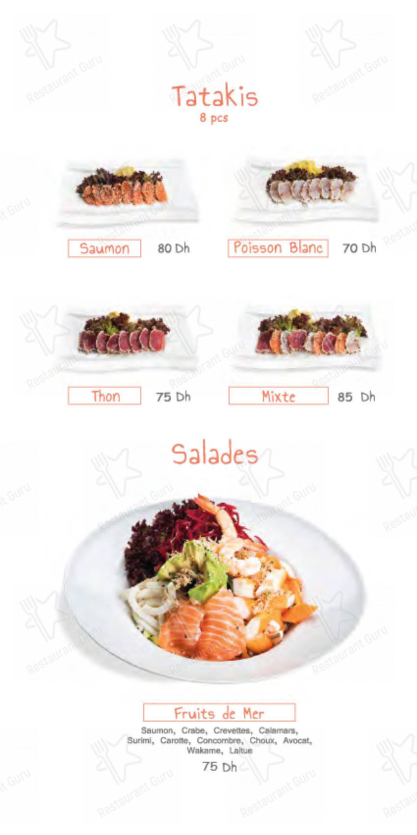 Menu pour Sushi house Hay Riad - repas et boissons