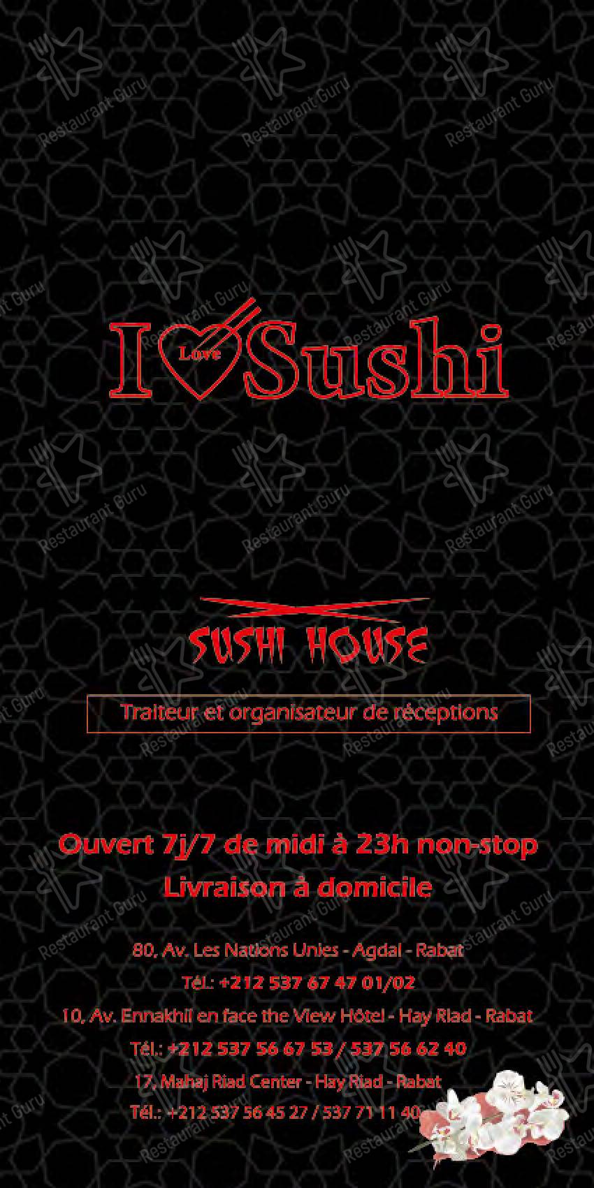 Menu pour Sushi house Hay Riad - plats et boissons