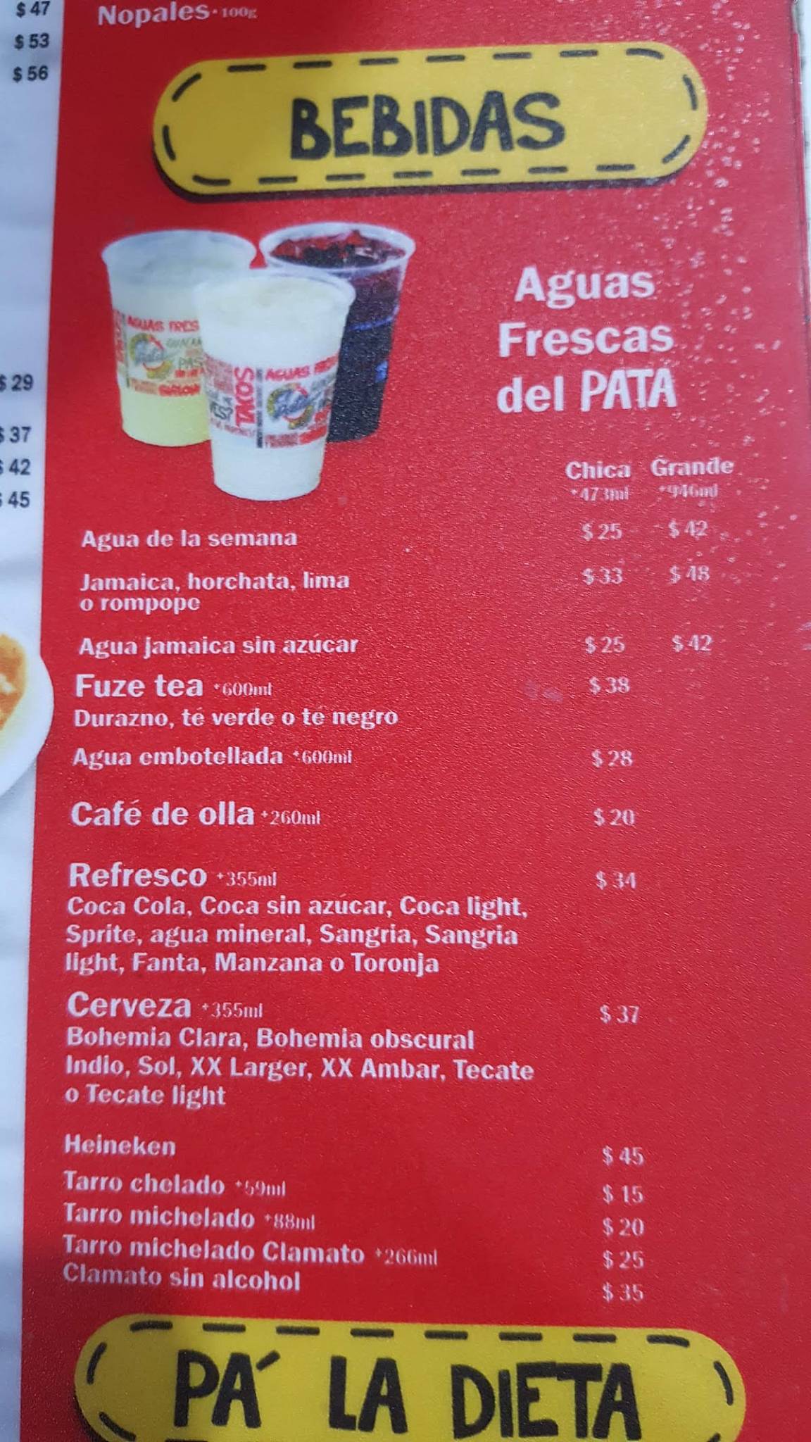 Carta del restaurante Tacos El Pata Suc Leones, Monterrey, Paseo del ...