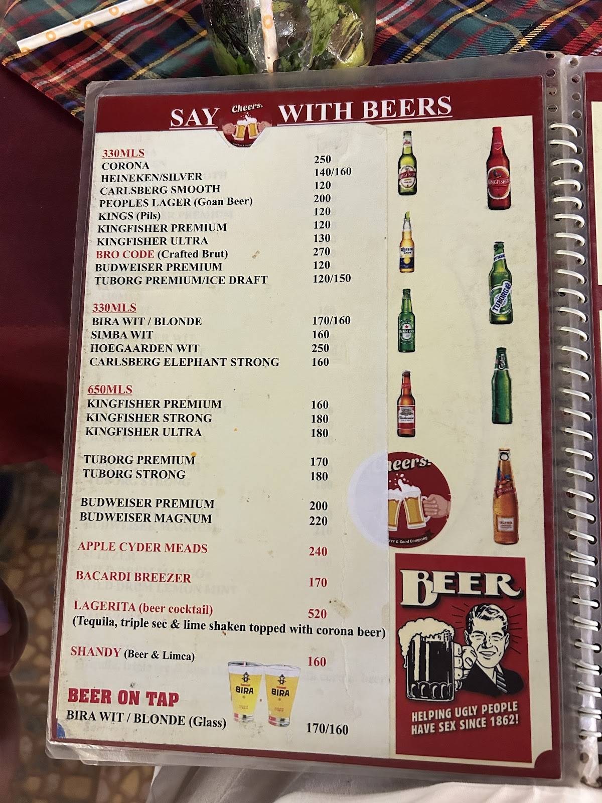 Taste of India Goa menu