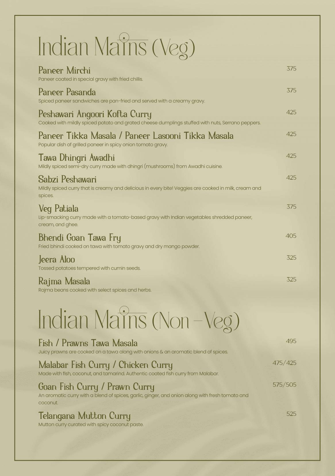 Tatini - Poolside Bar and Kitchen menu