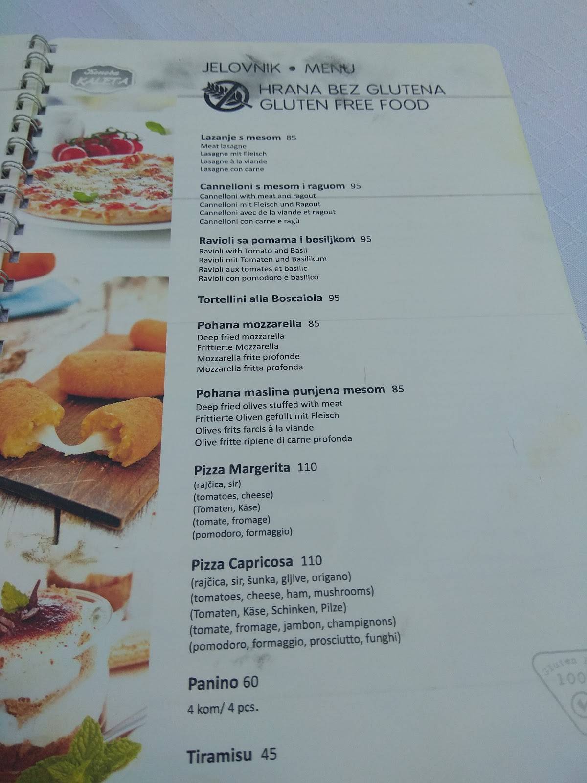 Menu di Tavern Kaleta Trogir 
