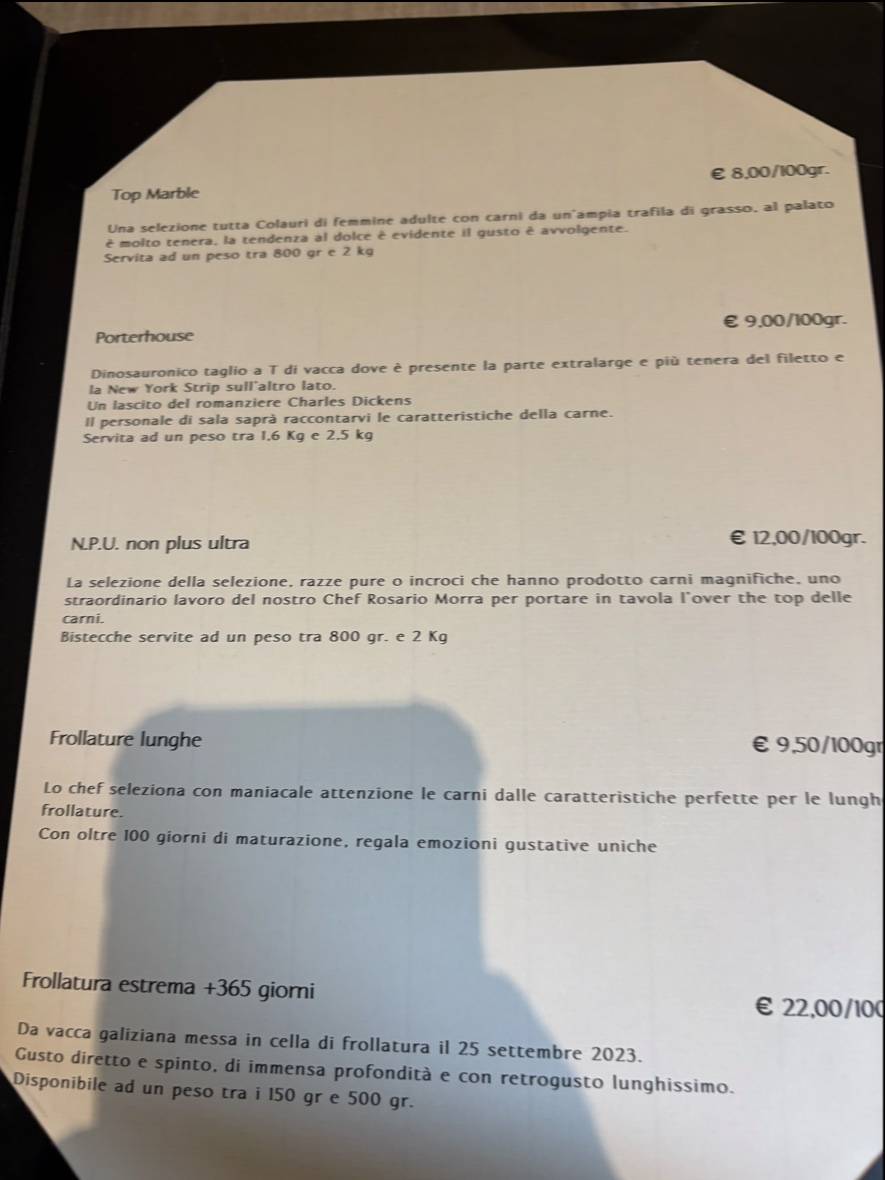Menu di Tavernetta Colauri 
