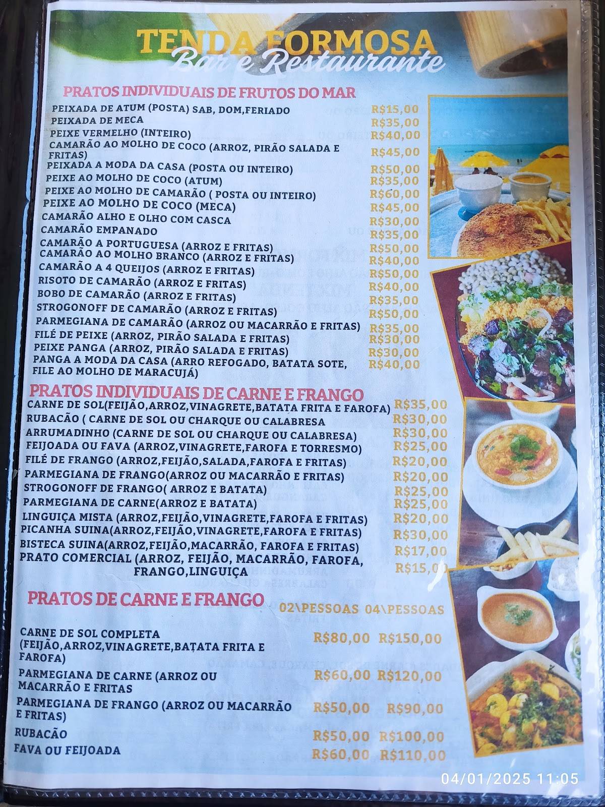Tenda Formosa Bar & Restaurante cardápio