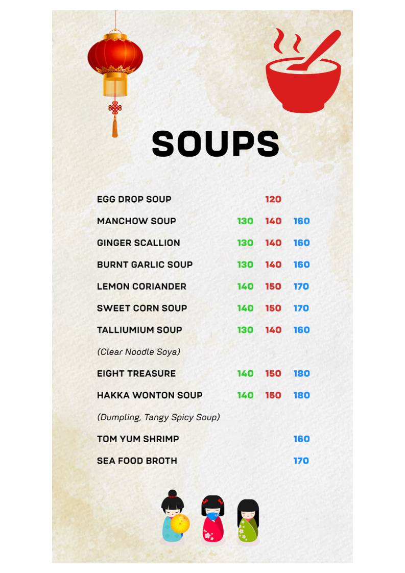 The Hakka Chinese menu