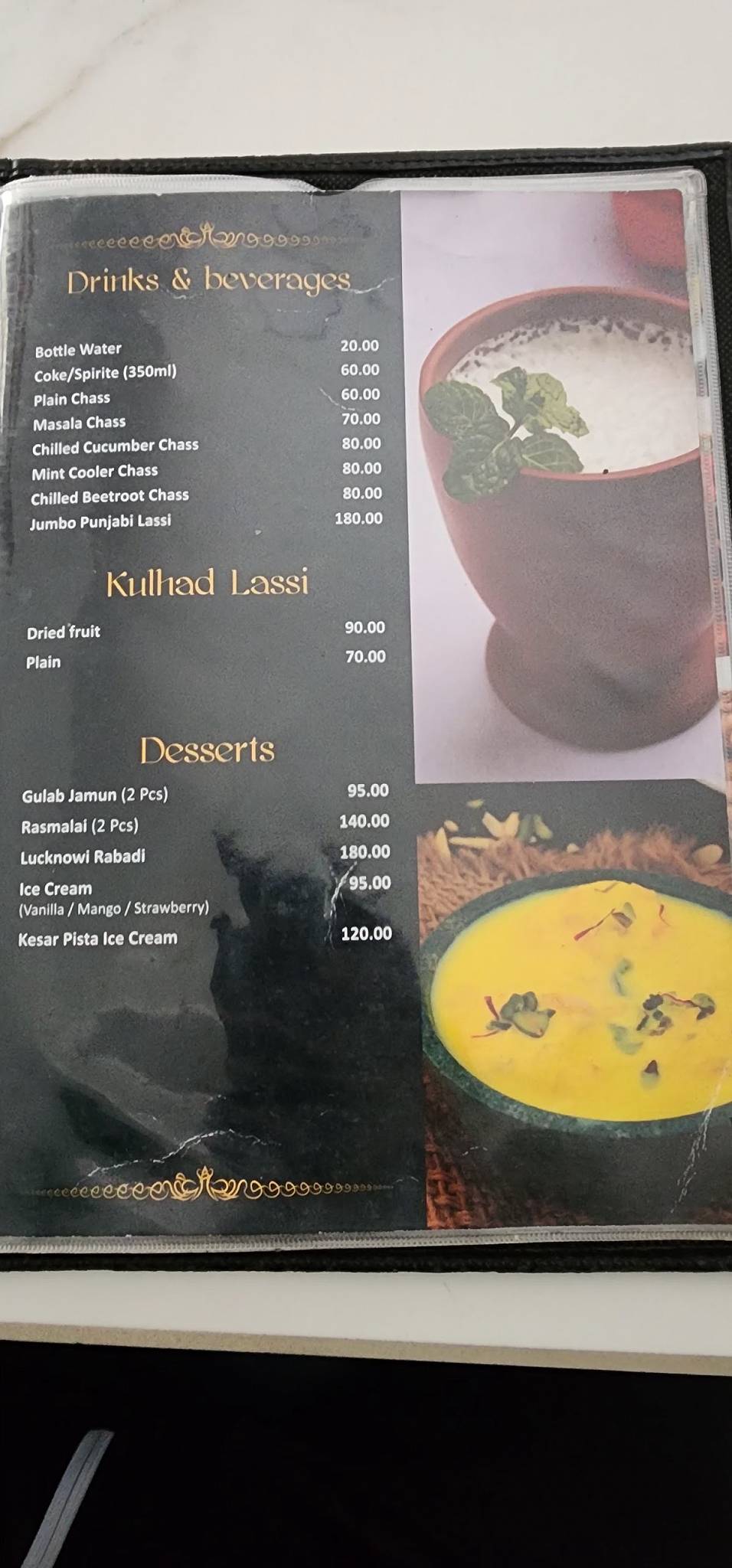 The Kailasa Restaurant menu