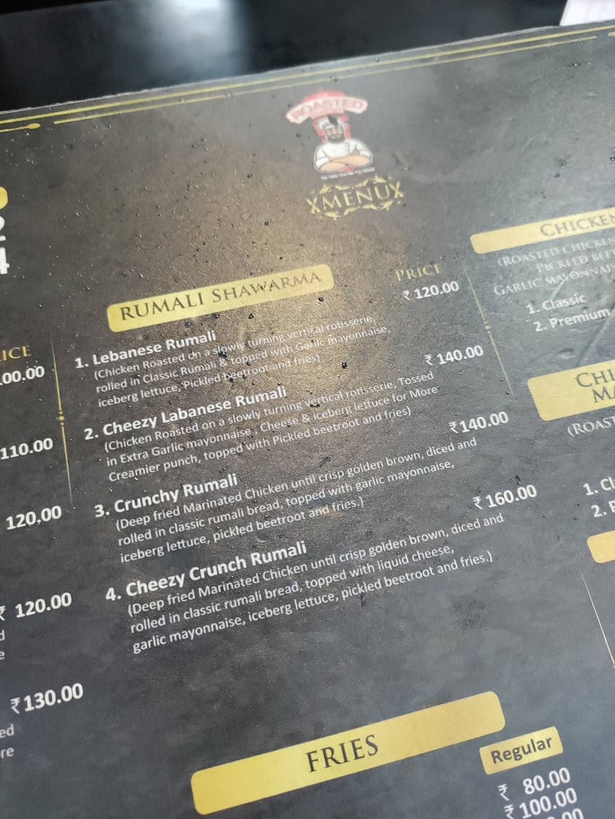 The Roasted Shawarma menu